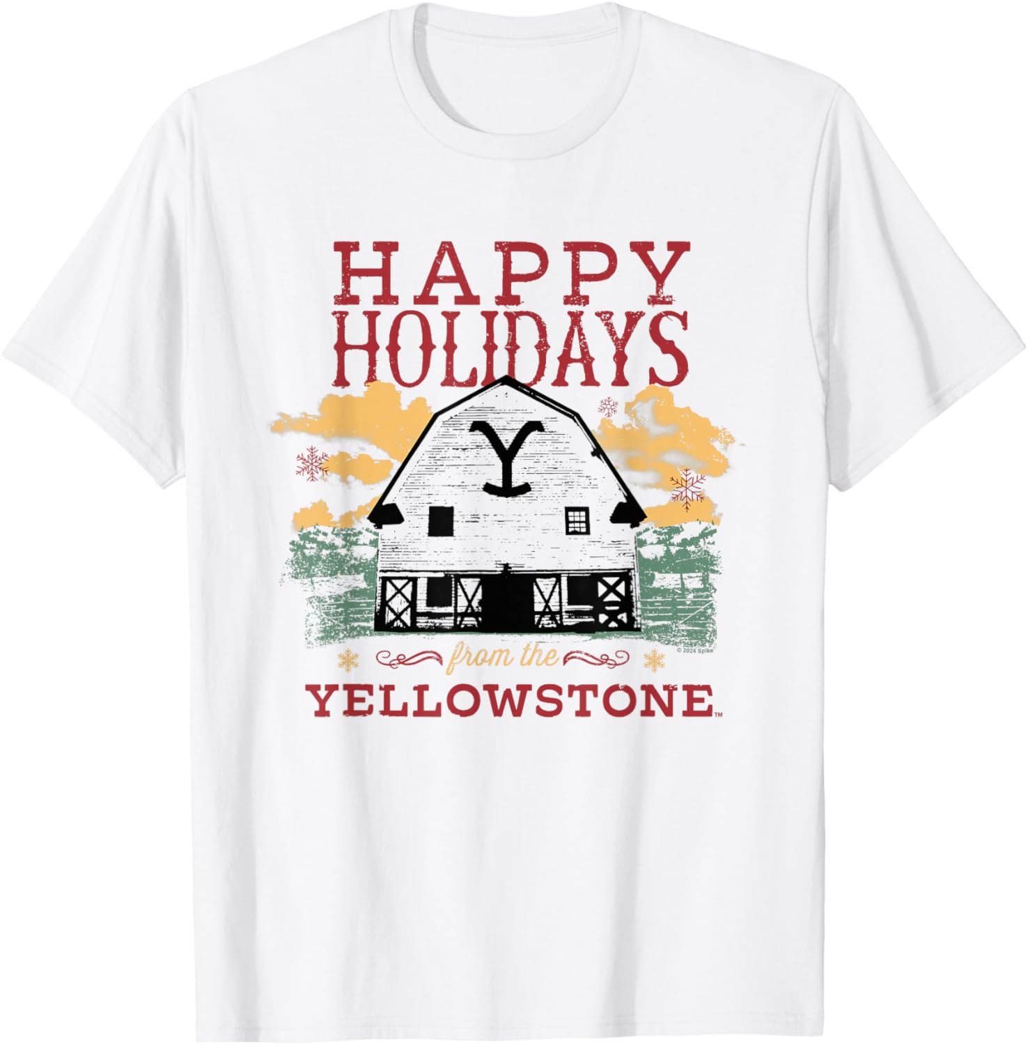 Yellowstone Christmas Happy Holidays Light T-Shirt for Festive Fun - 1