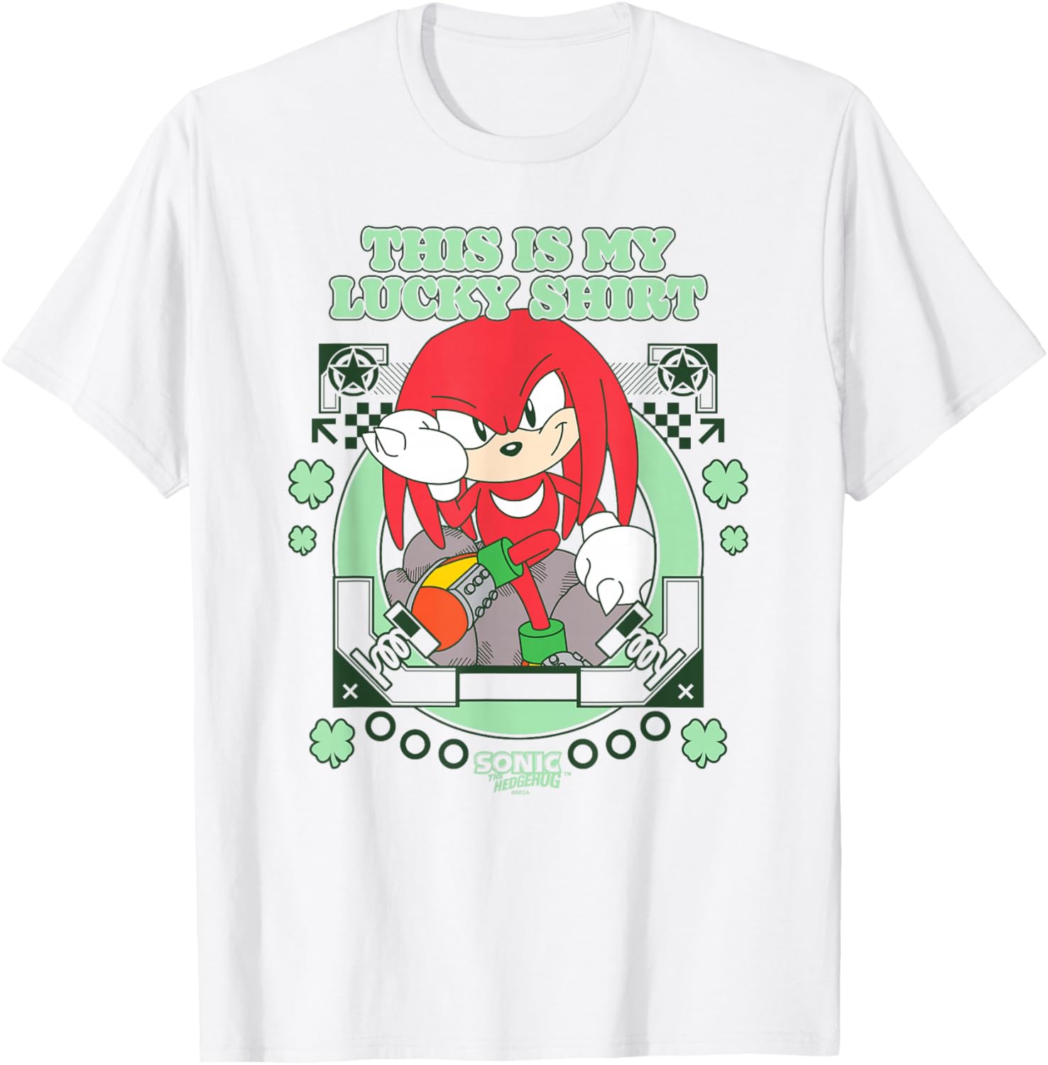 Sonic The Hedgehog Lucky Shirt with Happy Knuckles Graphic T-Shirt - 1