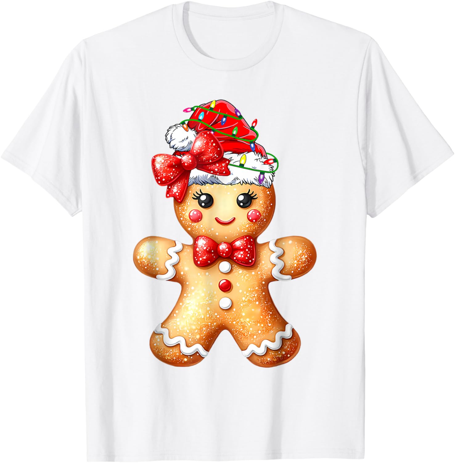 Merry Christmas Gingerbread Santa T-Shirt for Girls and Women - 24