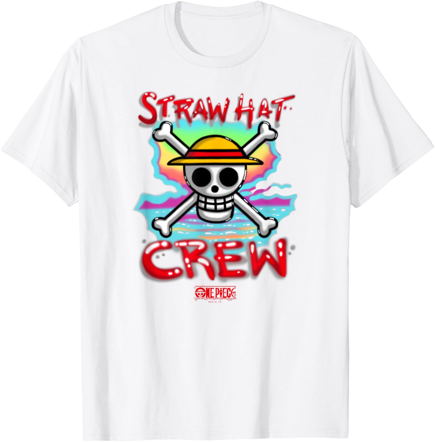 One Piece Anime Straw Hat Crew Airbrush T-Shirt for Fans and Collectors - 1