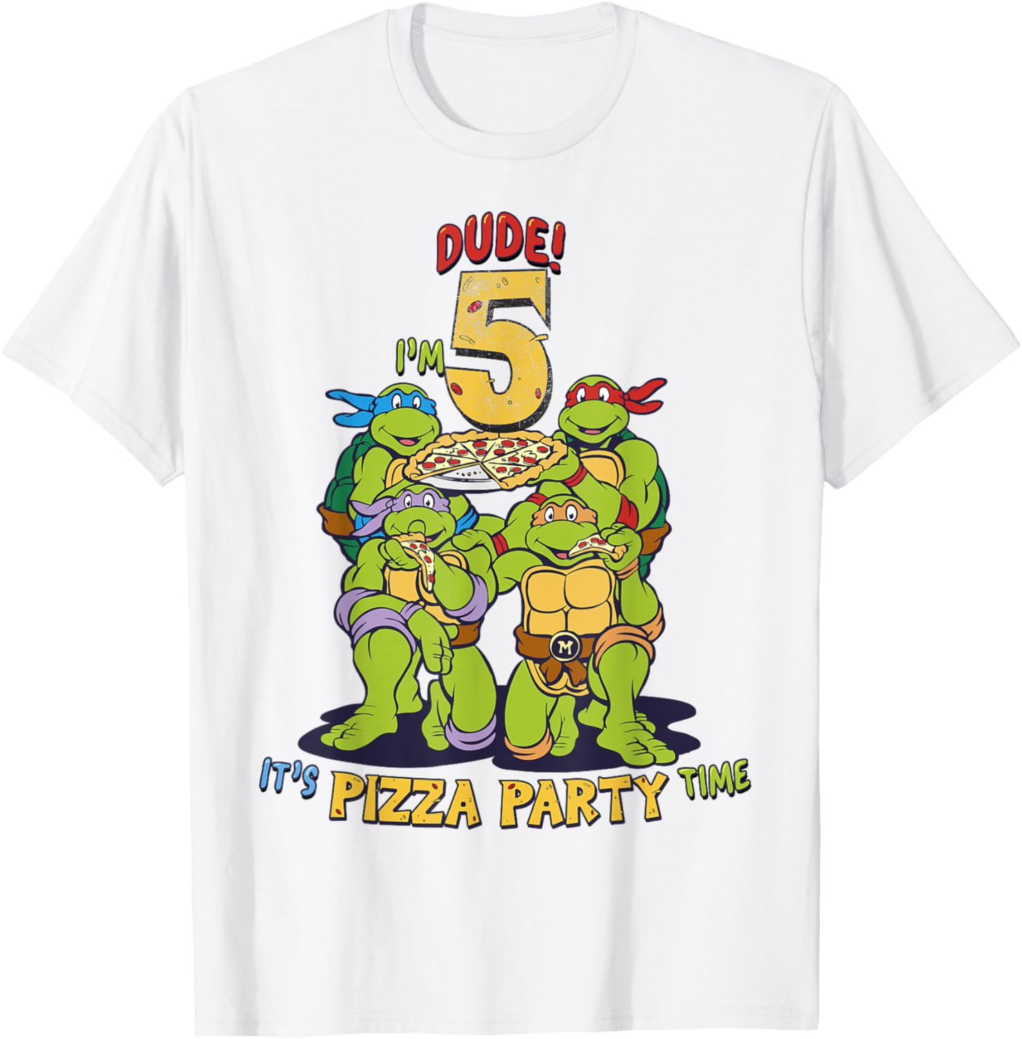 Teenage Mutant Ninja Turtles Pizza Party T-Shirt for Boys Age 5 - 7
