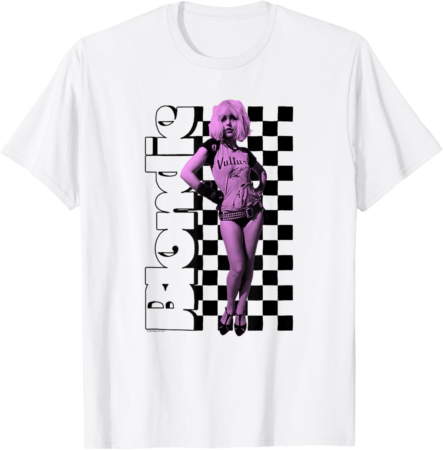 Vintage Blondie Checkerboard Portrait T-Shirt for Stylish Music Lovers - 1