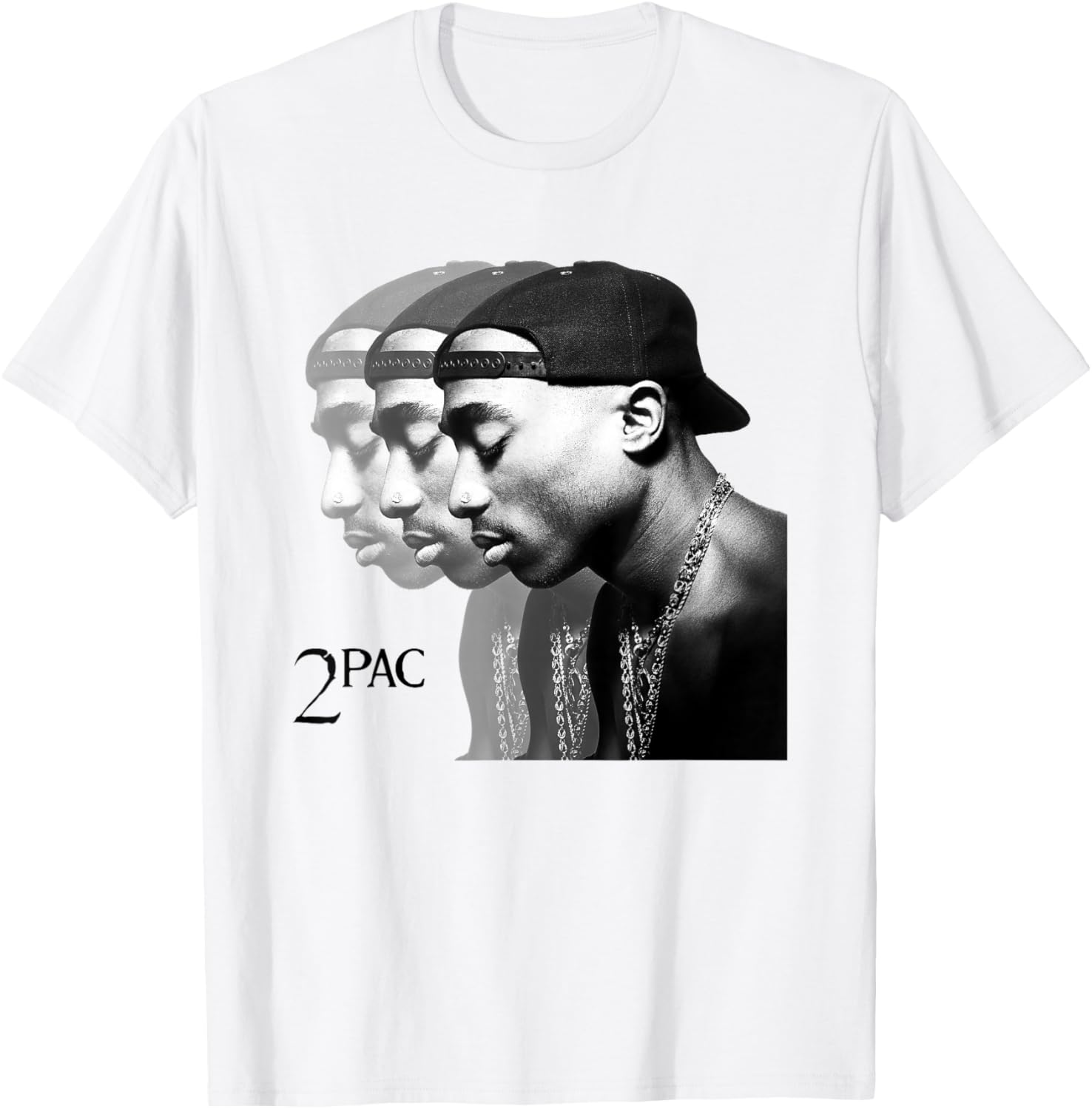 Tupac Shakur Unisex Repeat T-Shirt in Blue, Short Sleeve Cotton Blend - 5