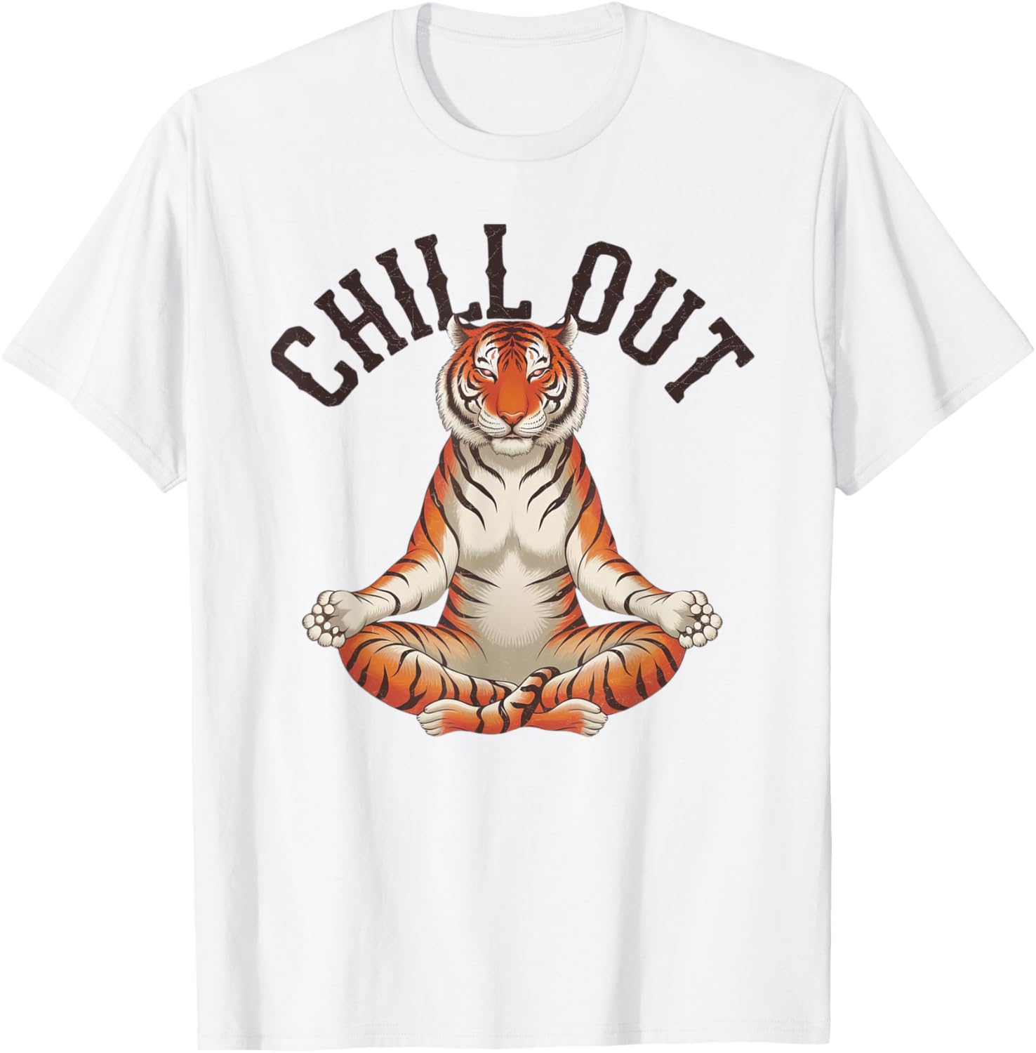 Tiger Chill Out Vintage Yoga T-Shirt for Fun Meditation Lovers - 1