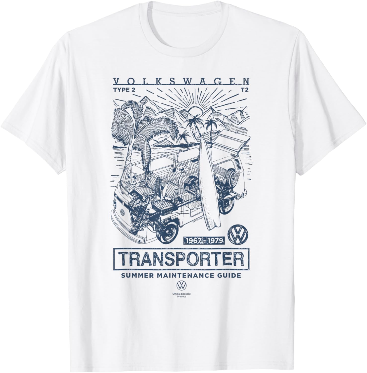 Volkswagen Type 2 T2 Transporter Summer Maintenance Guide T-Shirt - 6