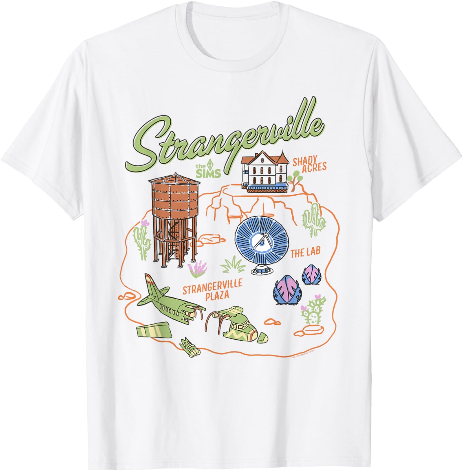 The Sims Strangerville Map T-Shirt for Gamers and Fans of The Sims - 1
