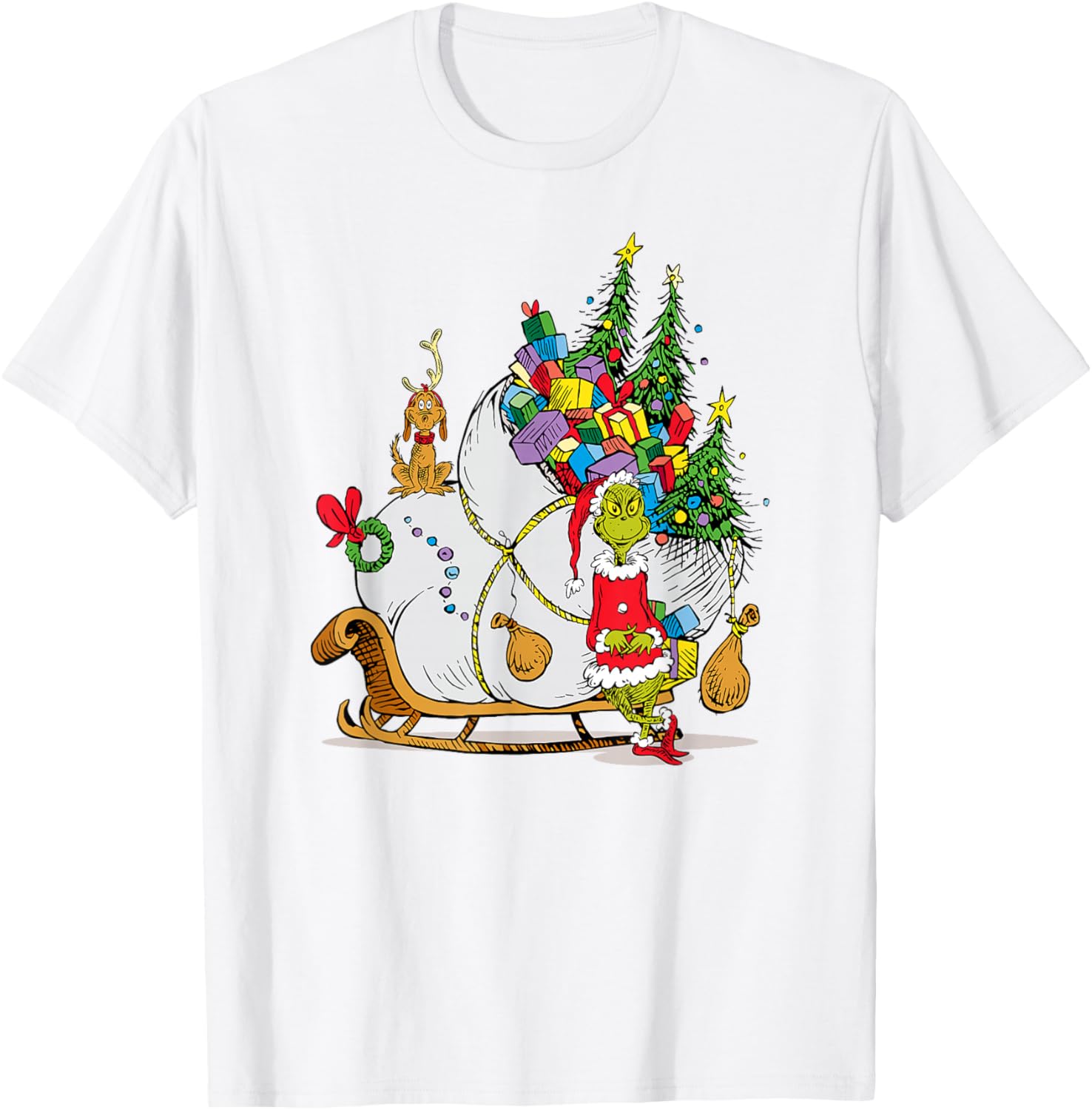 Dr. Seuss Grinch Sleigh T-Shirt - Fun Christmas Apparel for Everyone - 13