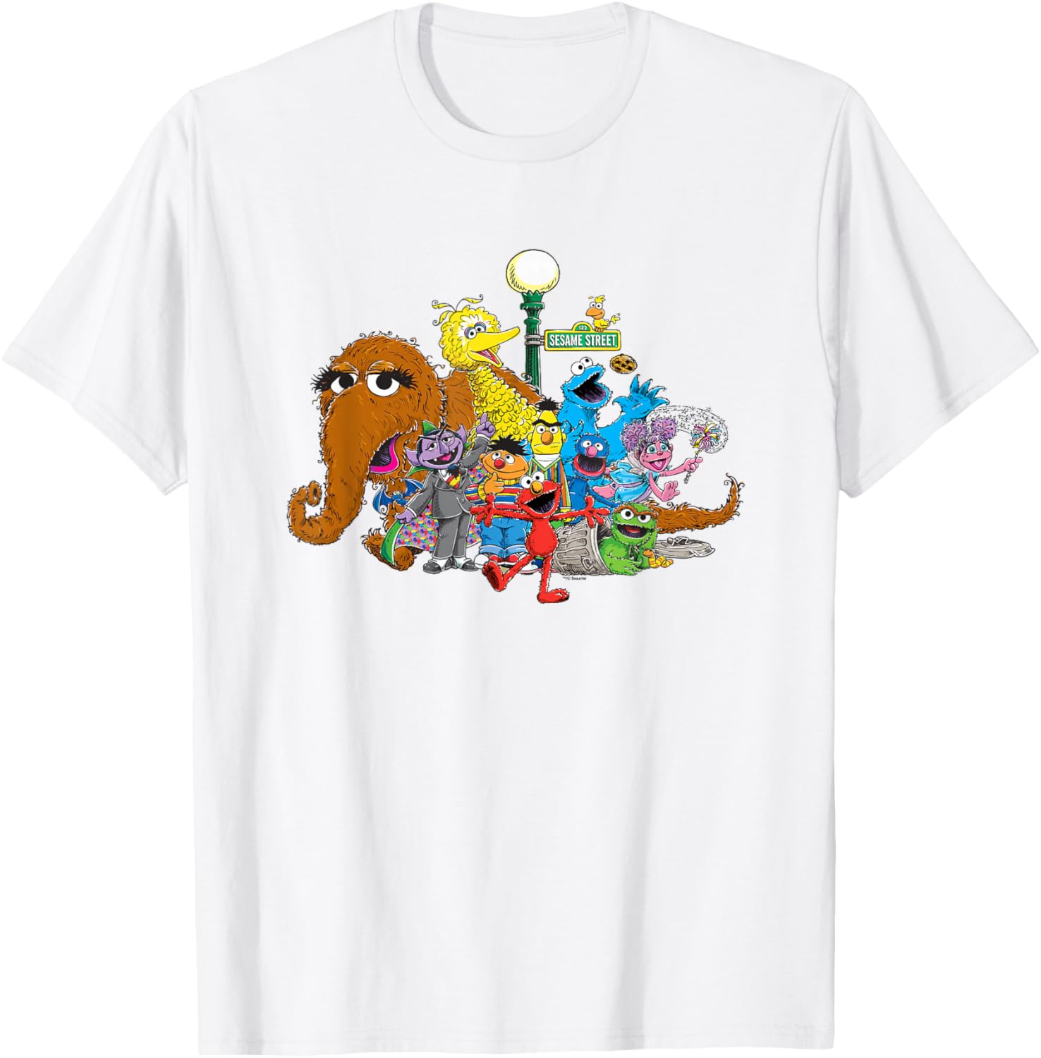Sesame Street Group Street Light T-Shirt for Kids and Adults Fun Wear - 2