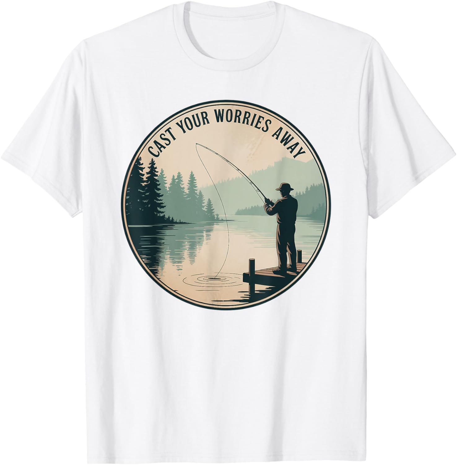 Relaxing Fishing Scenery T-Shirt for Nature Lovers and Outdoor Enthusiasts - 1