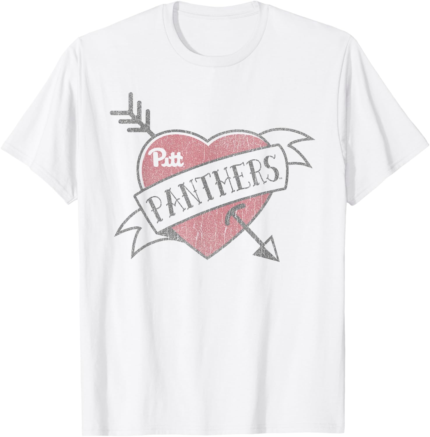 Pittsburgh Panthers Valentine's Day White T-Shirt for Sports Lovers - 1