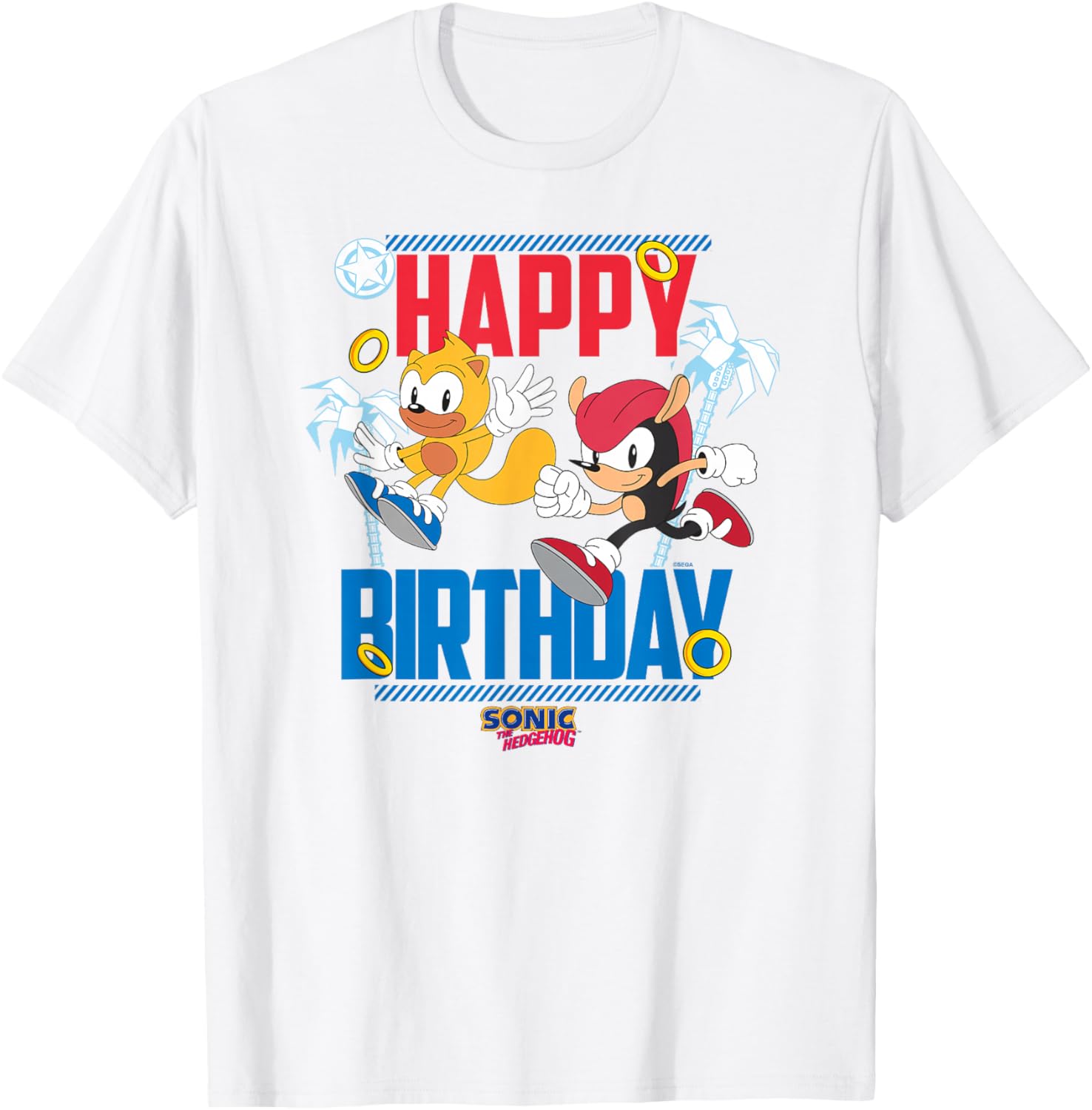 Sonic The Hedgehog Birthday Big Poster T-Shirt with Mighty and Ray Design - 5