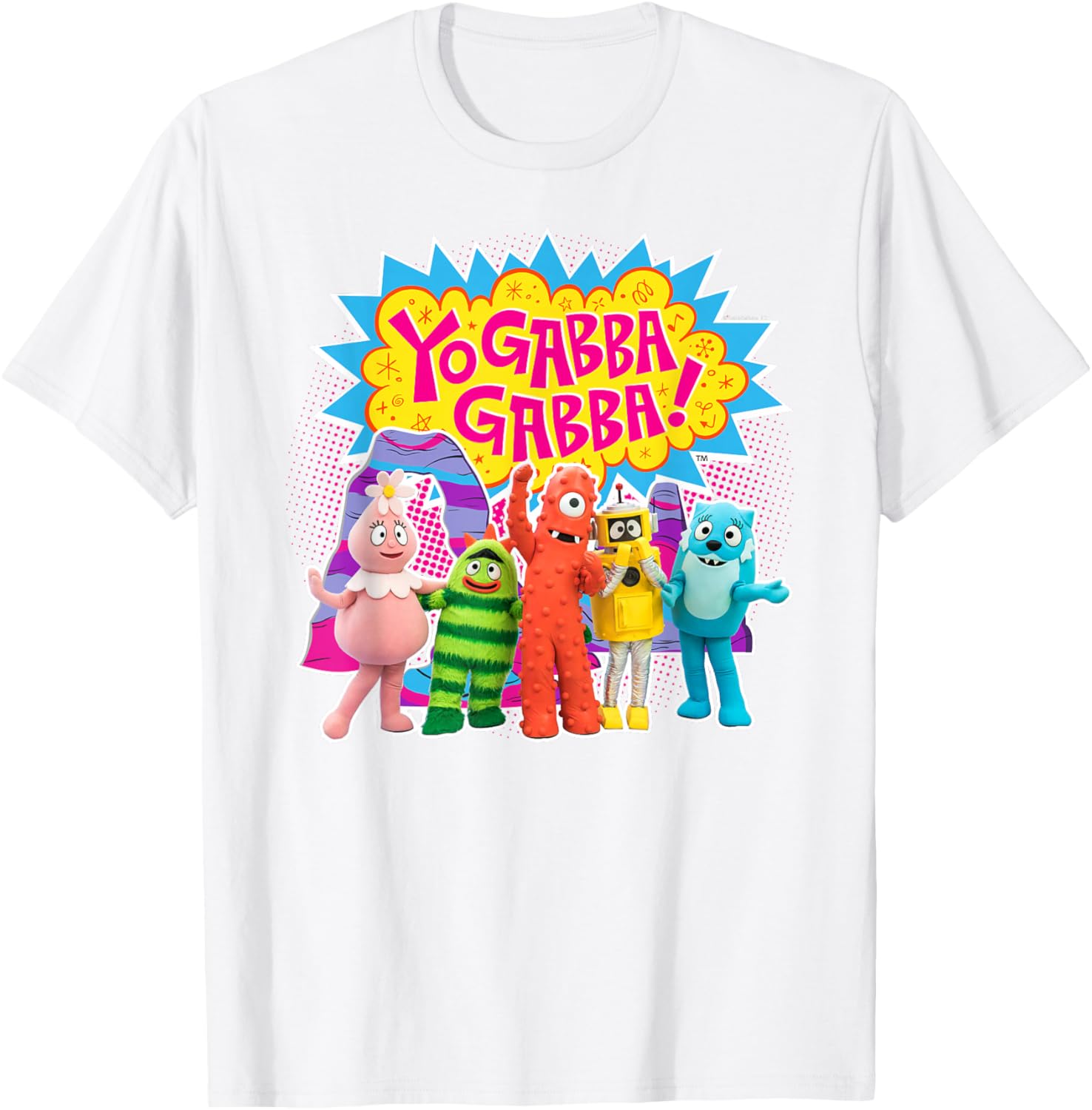Yo Gabba Gabba Colorful Character Cutouts T-Shirt for Kids and Fans - 3