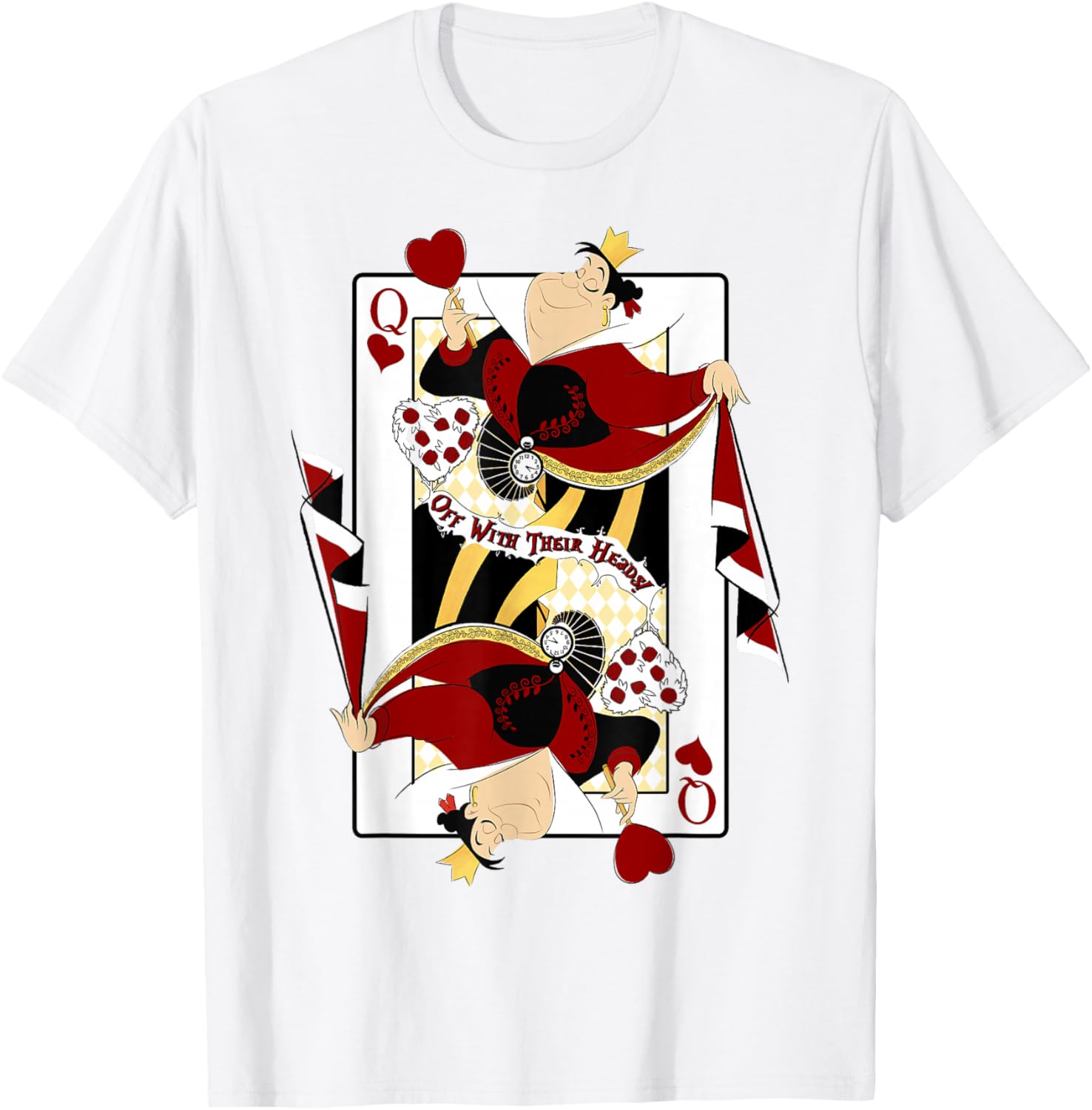 Queen of Hearts Playing Card T-Shirt for Disney Alice in Wonderland Fans - 1