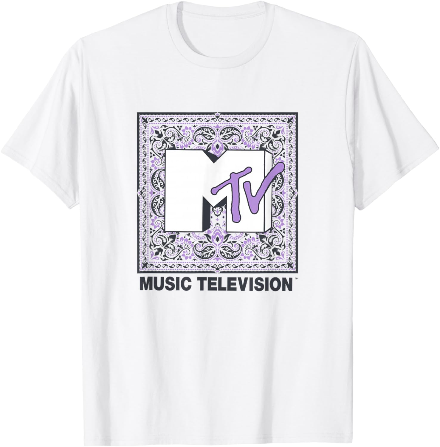 Vintage MTV Purple Paisley Logo T-Shirt for Trendy Music Lovers - 7