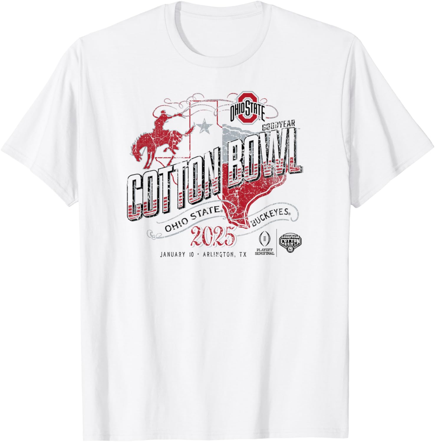 Ohio State Buckeyes Vintage White T-Shirt for CFP Semi Cotton Bowl 2025 - 1