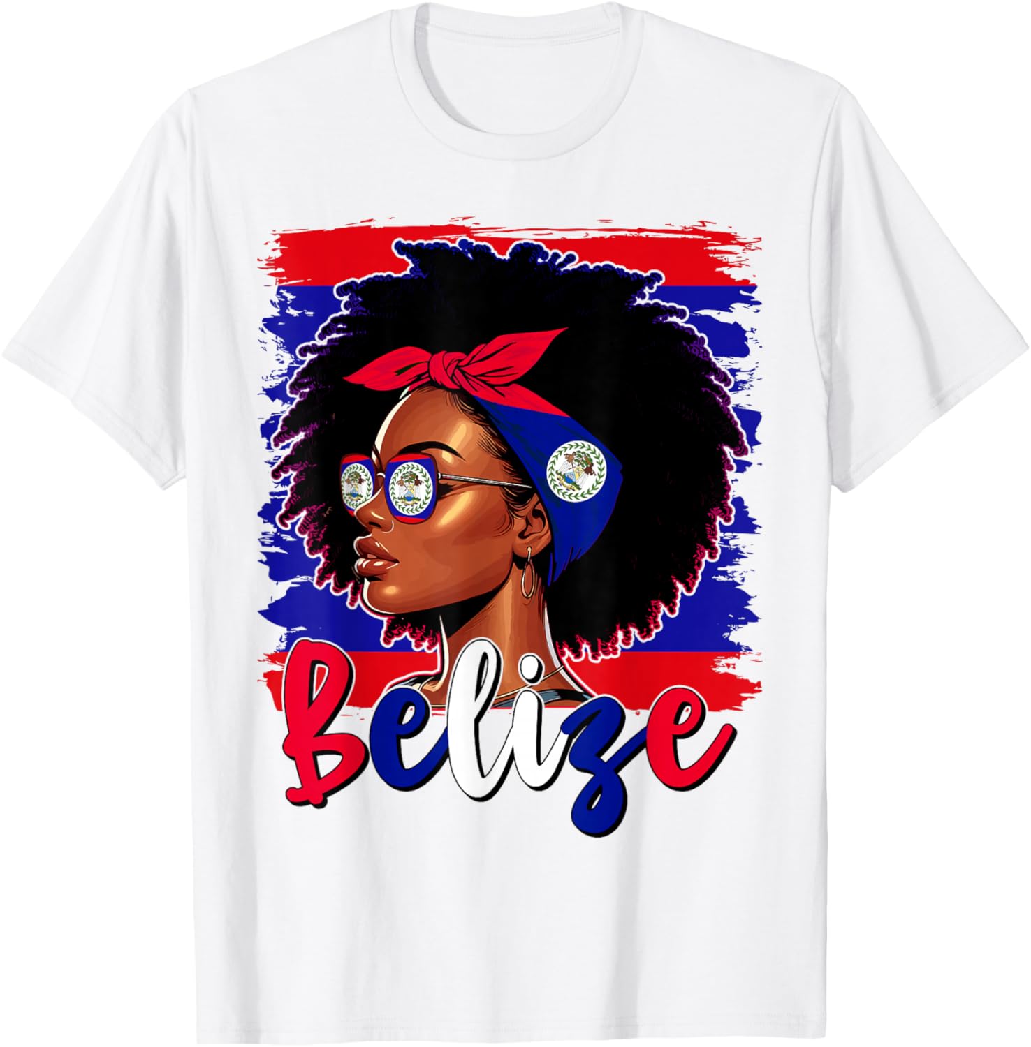 Proud Belizean Girl T-Shirt with Belize Flag for Women’s Fashion - 23