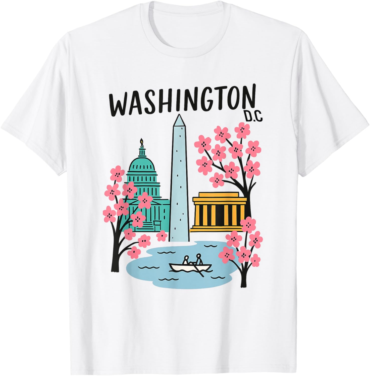Washington DC Cherry Blossoms Art T-Shirt for Nature Lovers and Travelers - 1