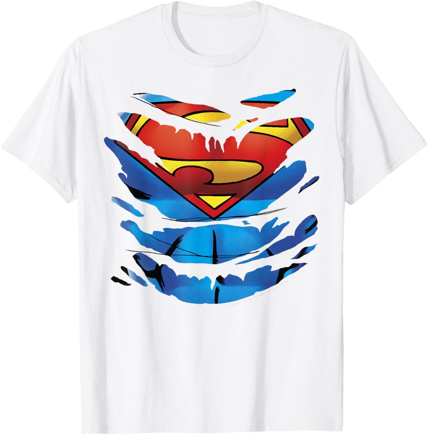 Superman Costume Rip Through T-Shirt for Fans of DC Comics Apparel - 5