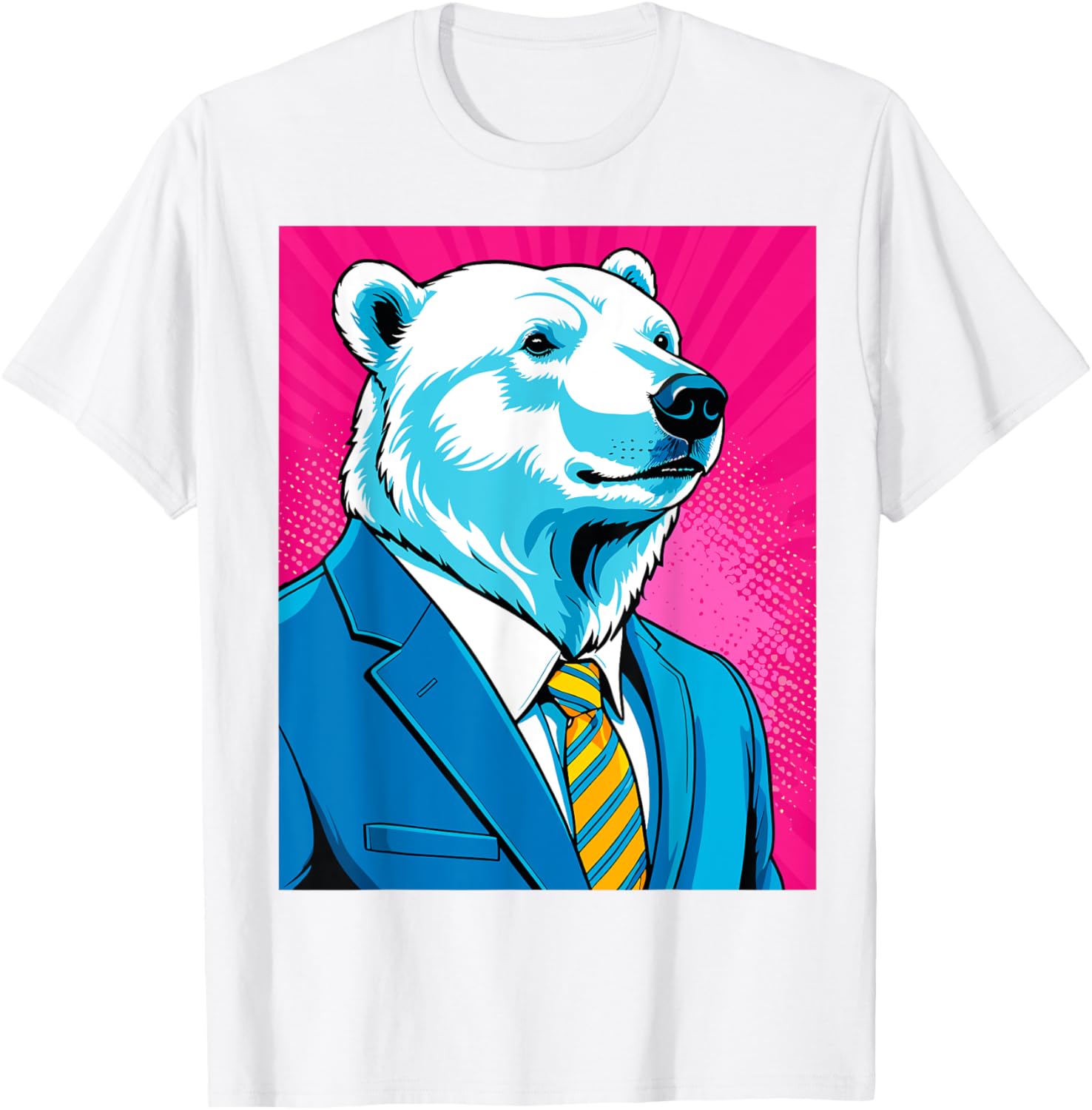 Pop Art Polar Bear in Suit T-Shirt for Fun and Unique Fashion - 2