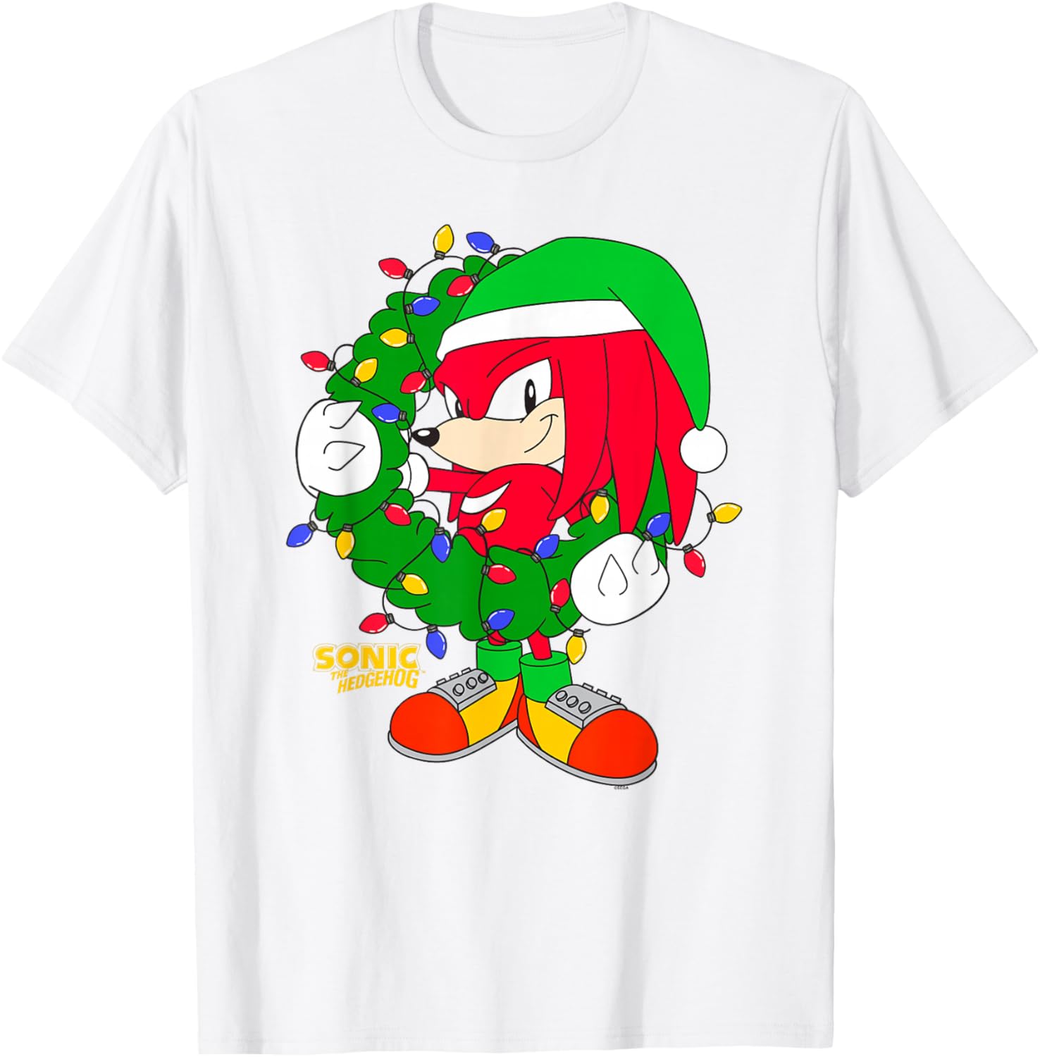 Sonic the Hedgehog Christmas Knuckle Wreath T-Shirt for Holiday Cheer - 5