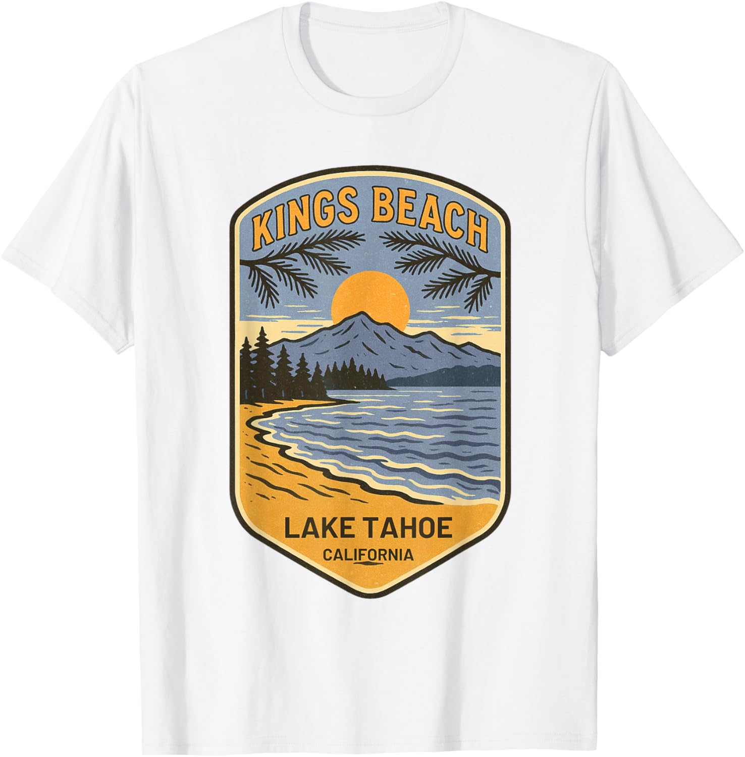 Retro Kings Beach Lake Tahoe T-Shirt Vintage Art Souvenir Apparel - 16