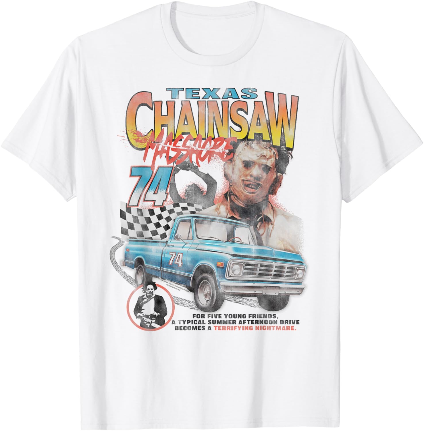 Texas Chainsaw Massacre Pickup Truck Racing Horror T-Shirt for Fans - 3