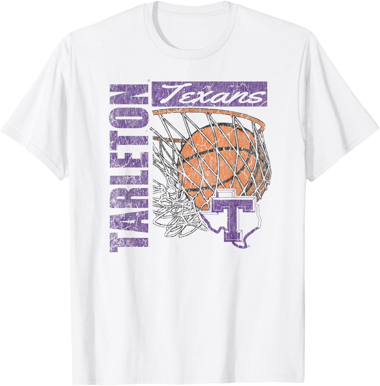 Tarleton State Texans Vintage 90's White Basketball T-Shirt for Fans - 1
