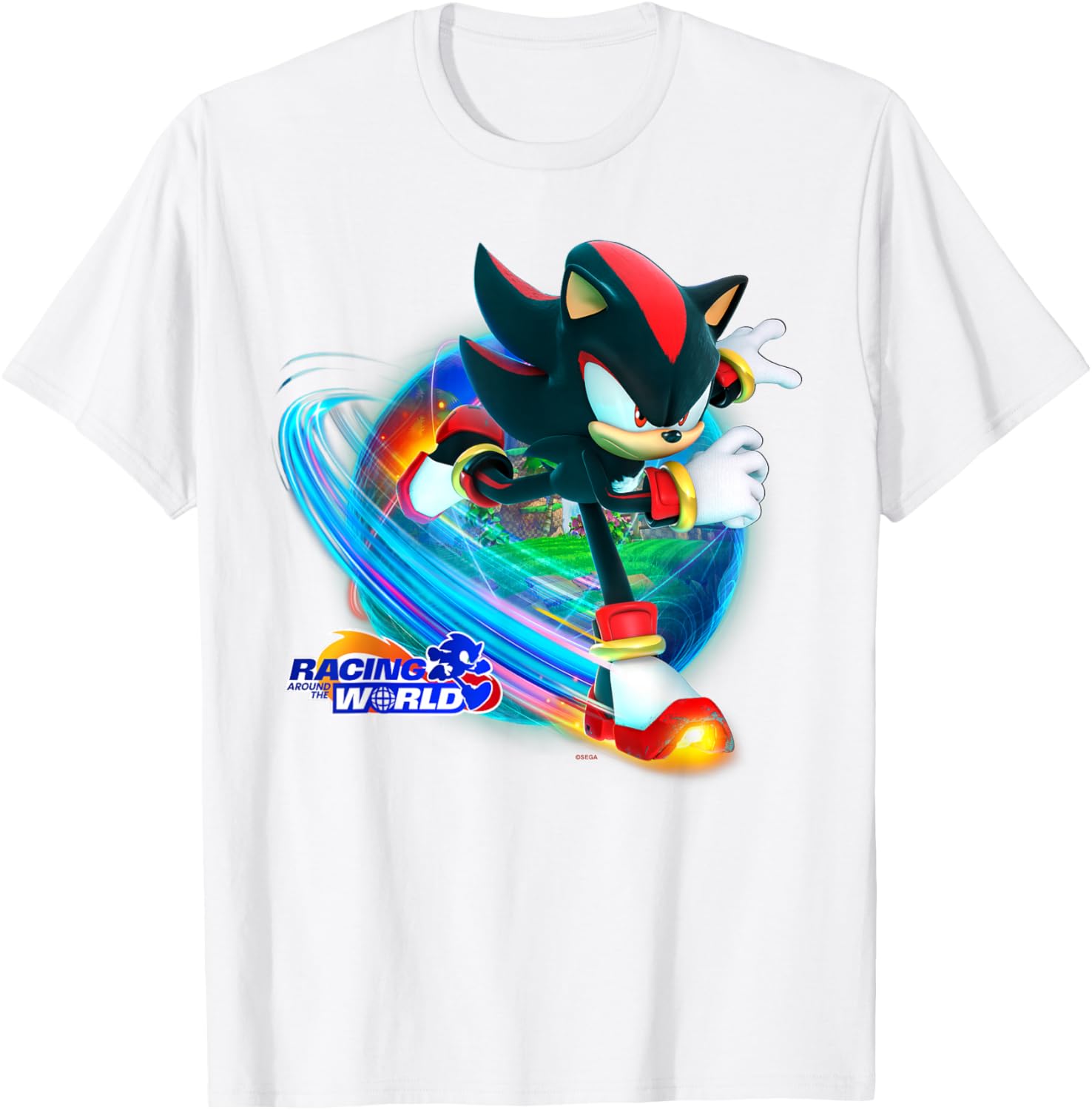 Sonic the Hedgehog Racing Around the World Shadow T-Shirt for Fans - 15