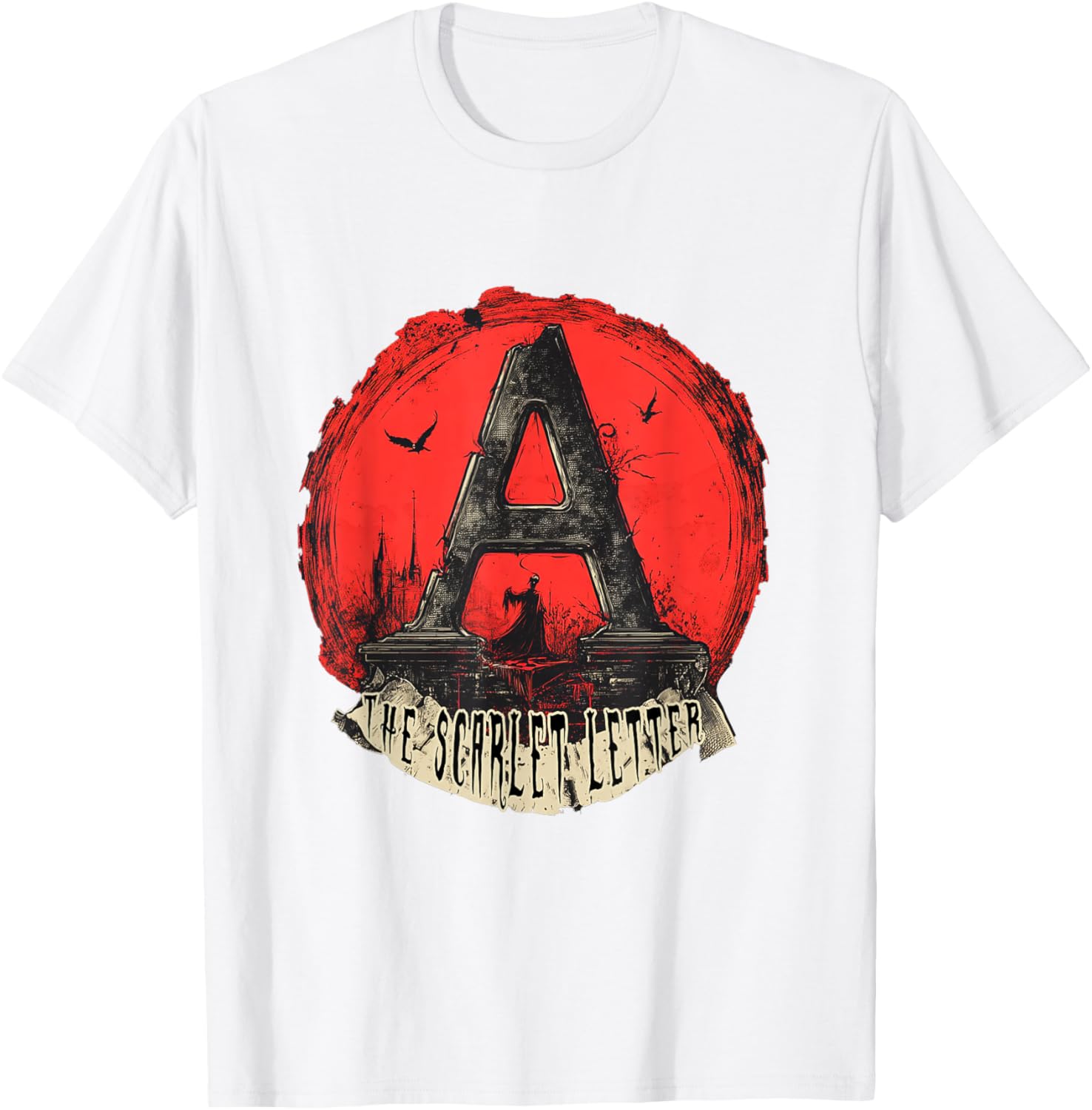 Stylish Scarlet Letter T-Shirt for Fans of Classic Literature Apparel - 7