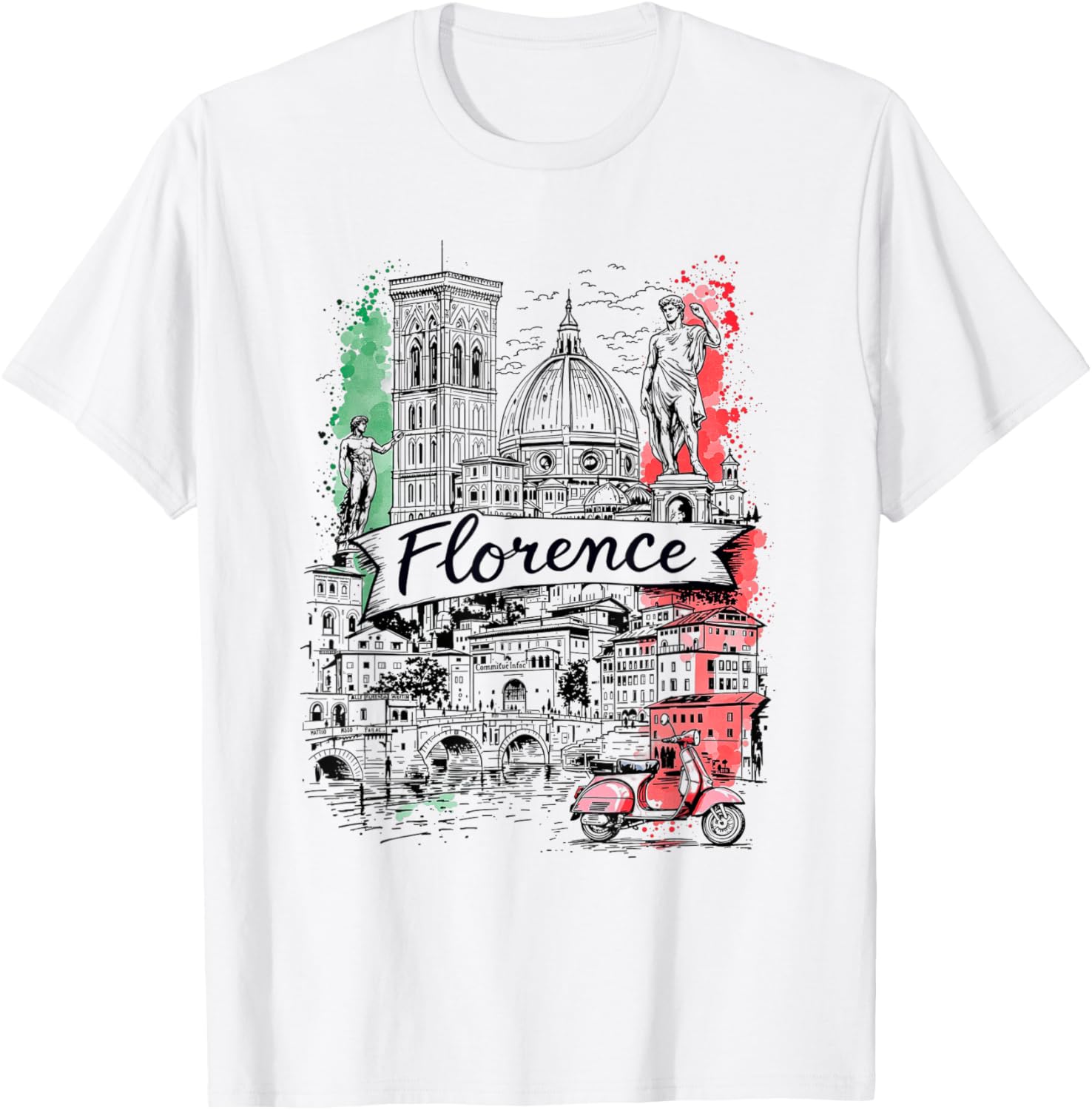 Vintage Florence Italy Art T-Shirt Souvenir for Travel Lovers - 3