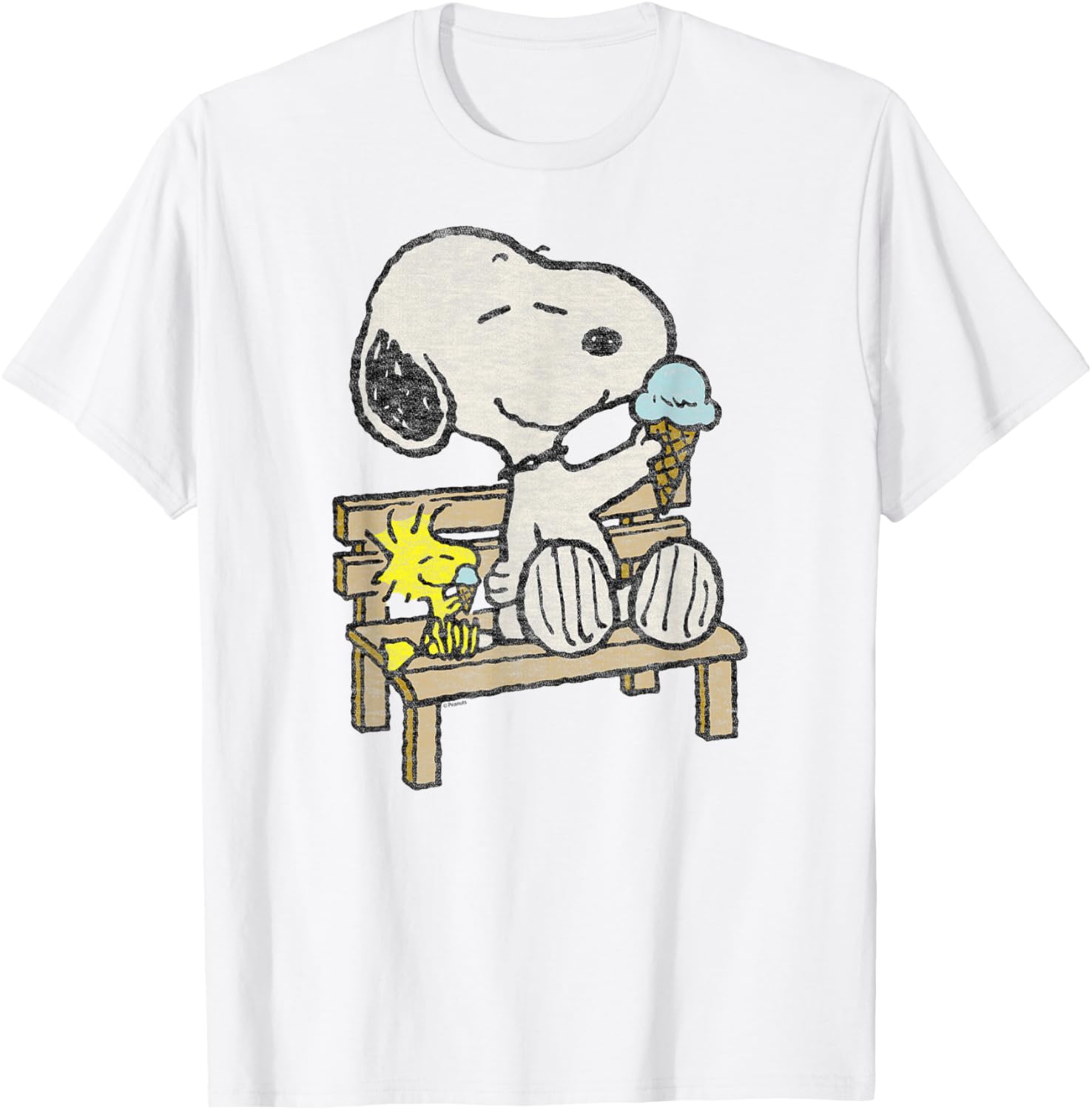 Snoopy and Woodstock Bench T-Shirt - Adorable Peanuts Apparel for Fans - 5