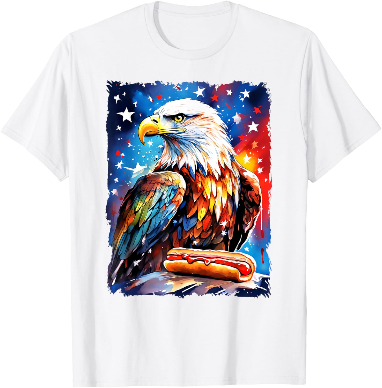 Patriotic 4th of July T-Shirt with Hotdog and Eagle Design for All Ages - 28