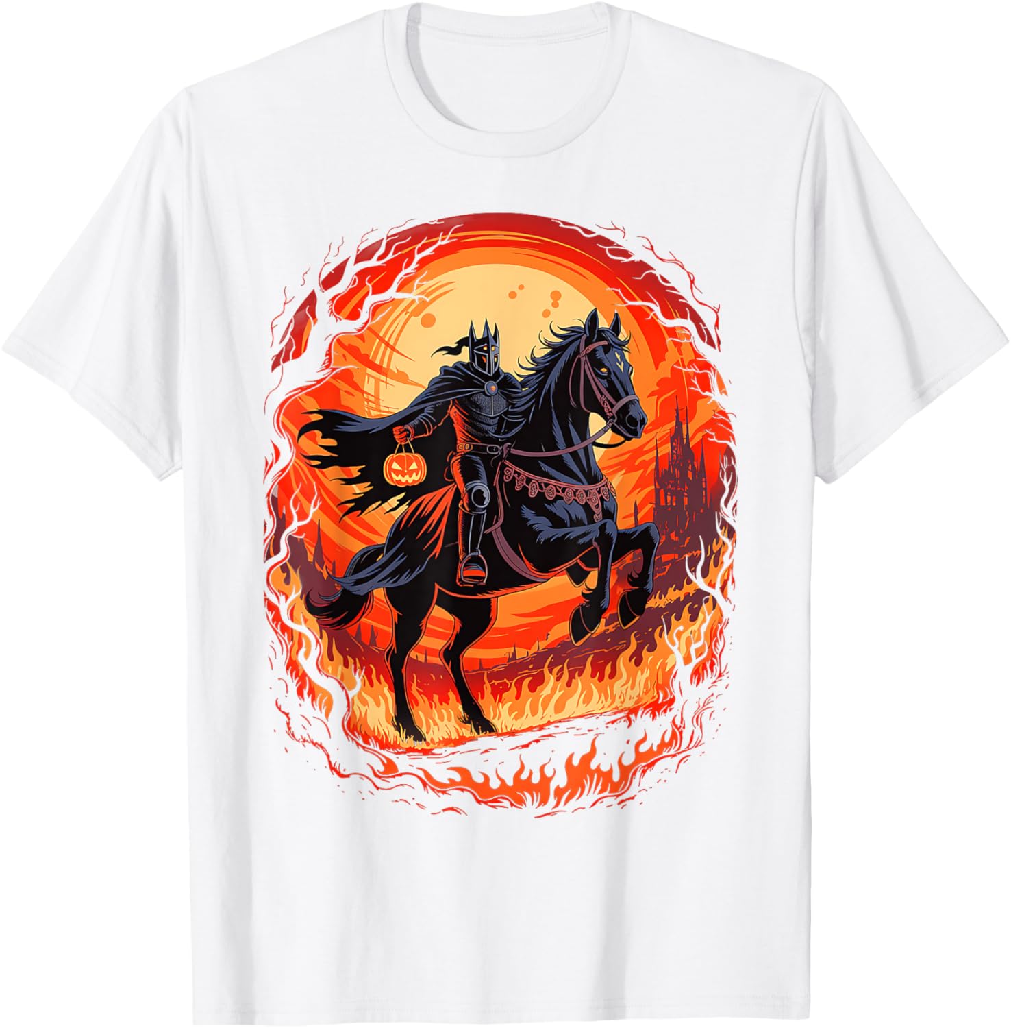 Spooky Pumpkin Headless Horseman Halloween T-Shirt for All Ages - 22