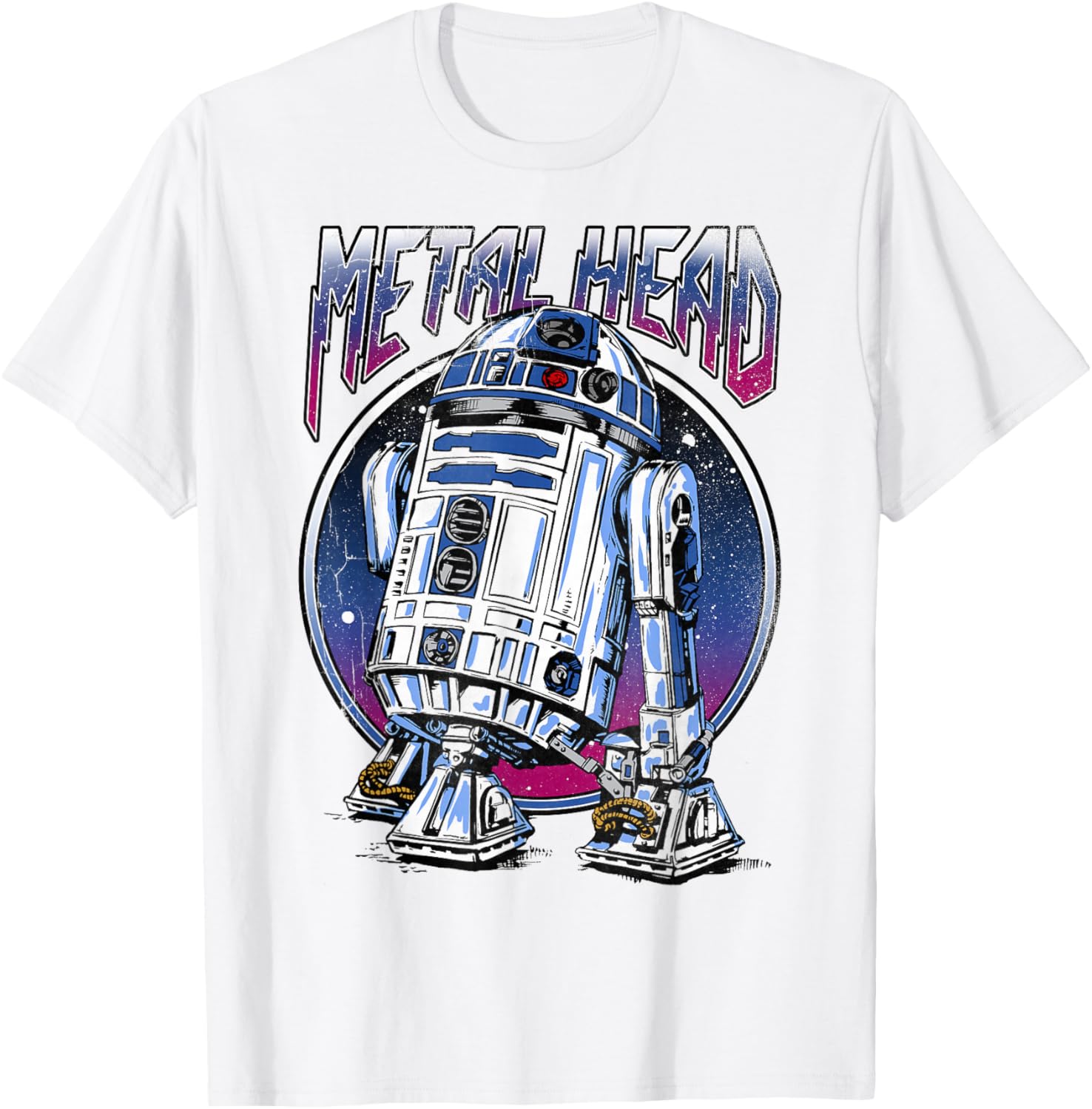 Vintage Star Wars R2D2 Metal Head T-Shirt for Disney Fans - 4