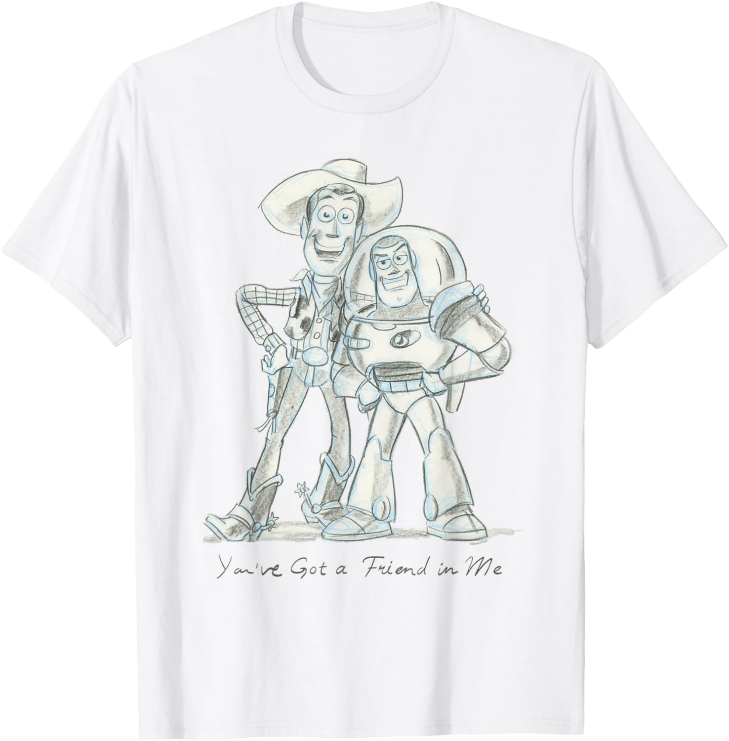 Toy Story Woody and Buzz Design Sketch T-Shirt for Fans and Collectors - 1