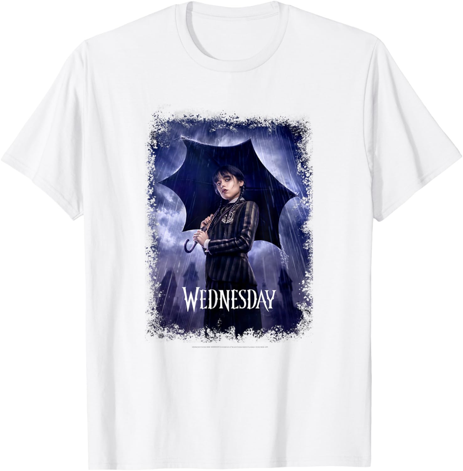 Wednesday Black Umbrella Rain Portrait T-Shirt for Fashion Lovers - 8
