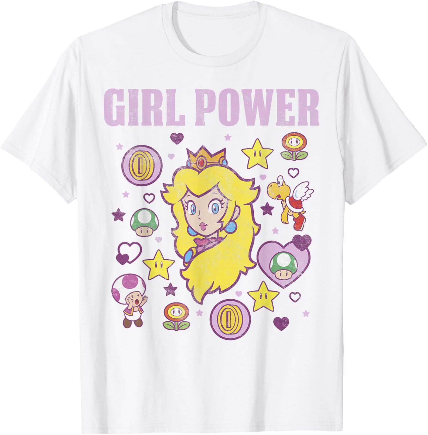 Nintendo Super Mario Peach Girl Power Icons Graphic T-Shirt for Women - 2