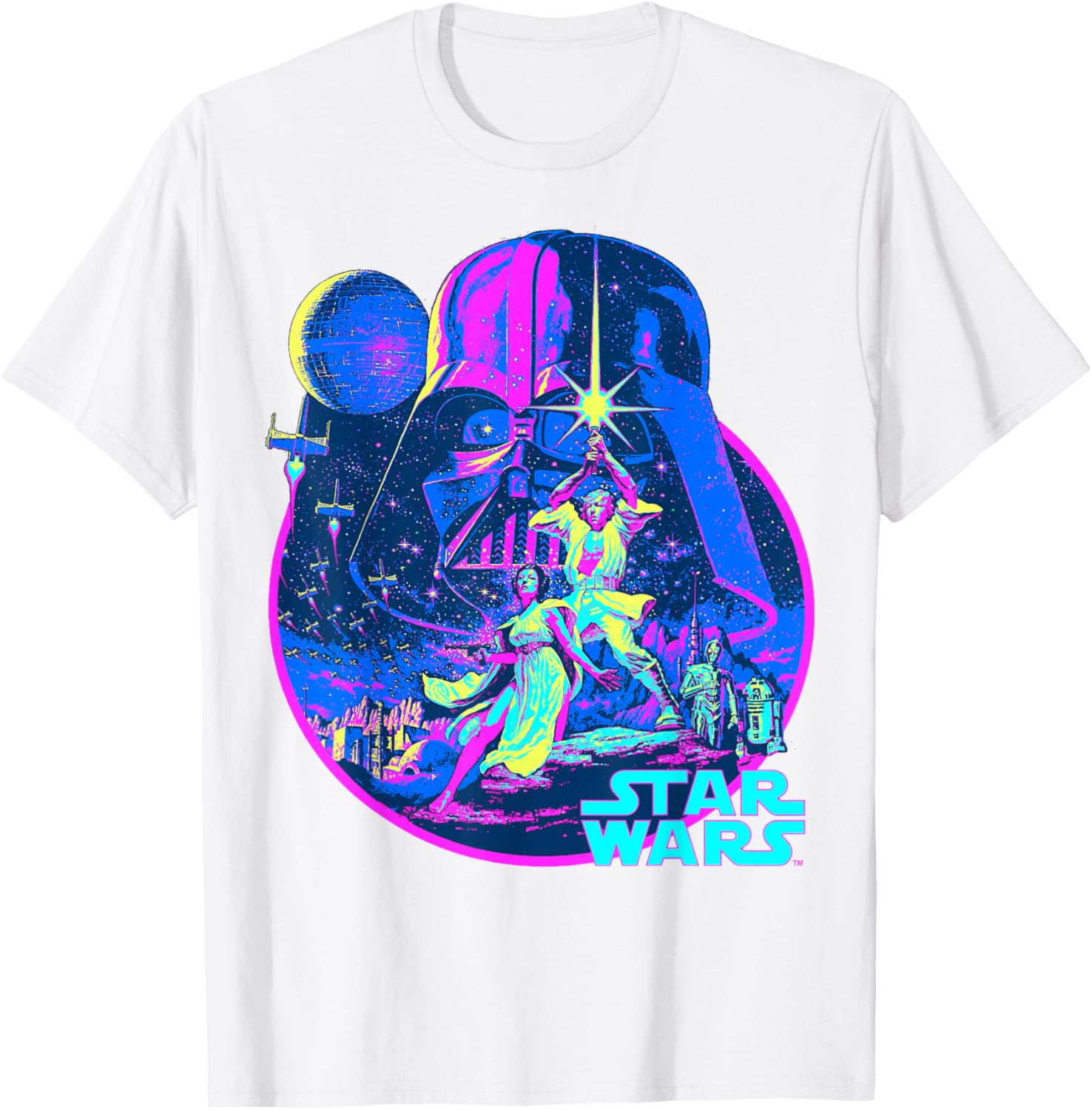 Star Wars Neon Poster T-Shirt for Fans of Disney Classic Adventure - 10