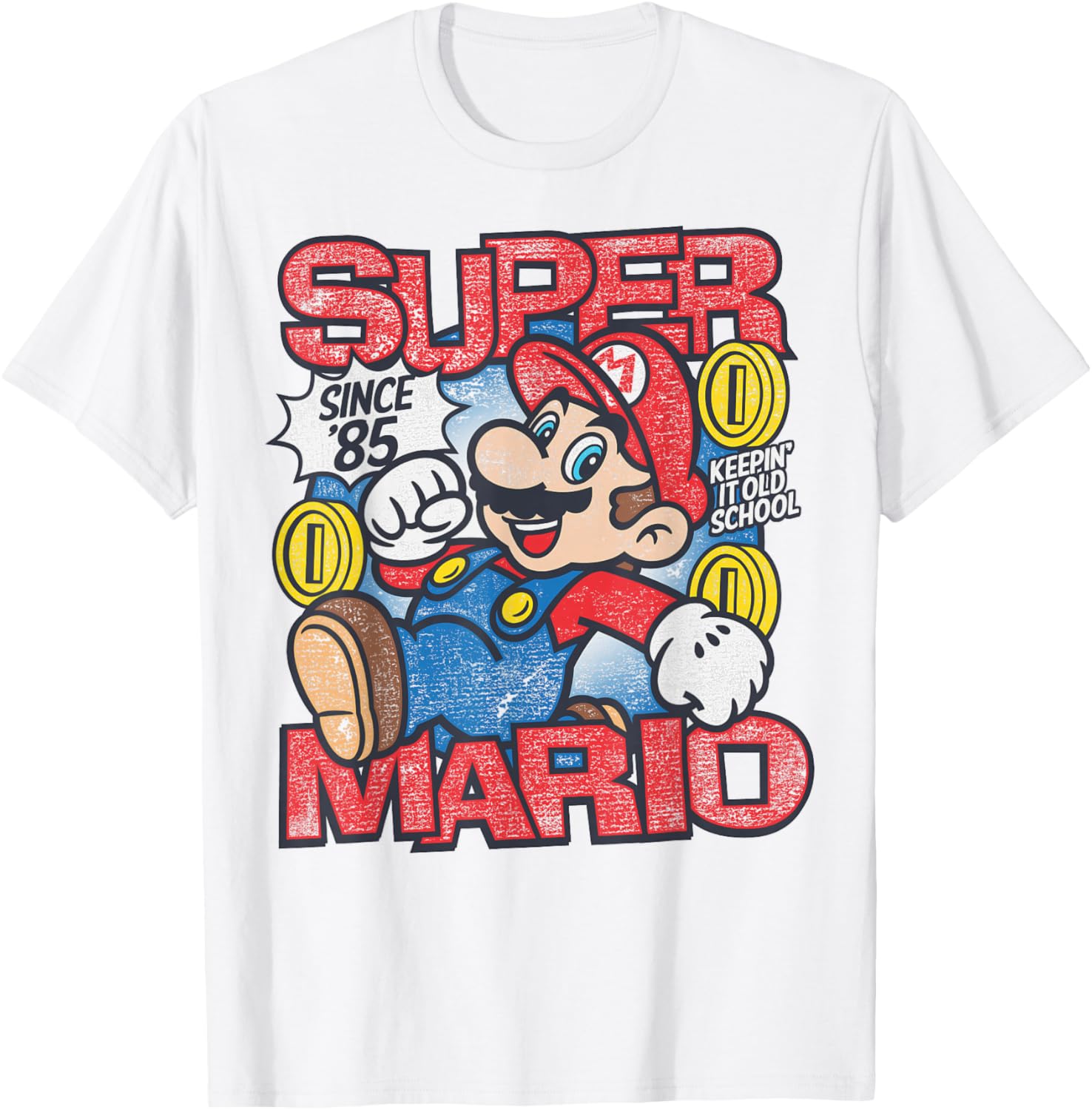 Vintage Super Mario Bros Mushroom Kingdom T-Shirt Since 85 Retro Style - 1