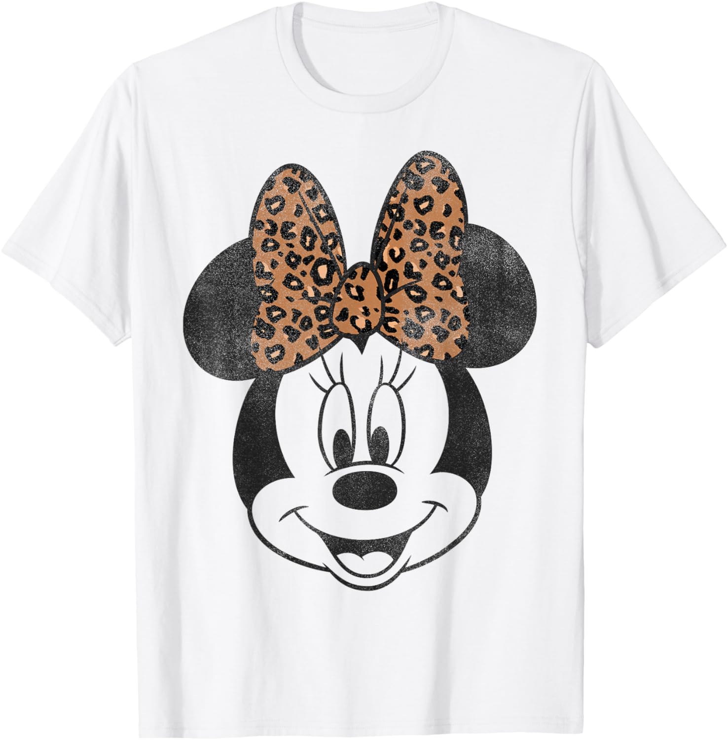 Vintage Disney Minnie Mouse Distressed Leopard Bow T-Shirt for Women - 7