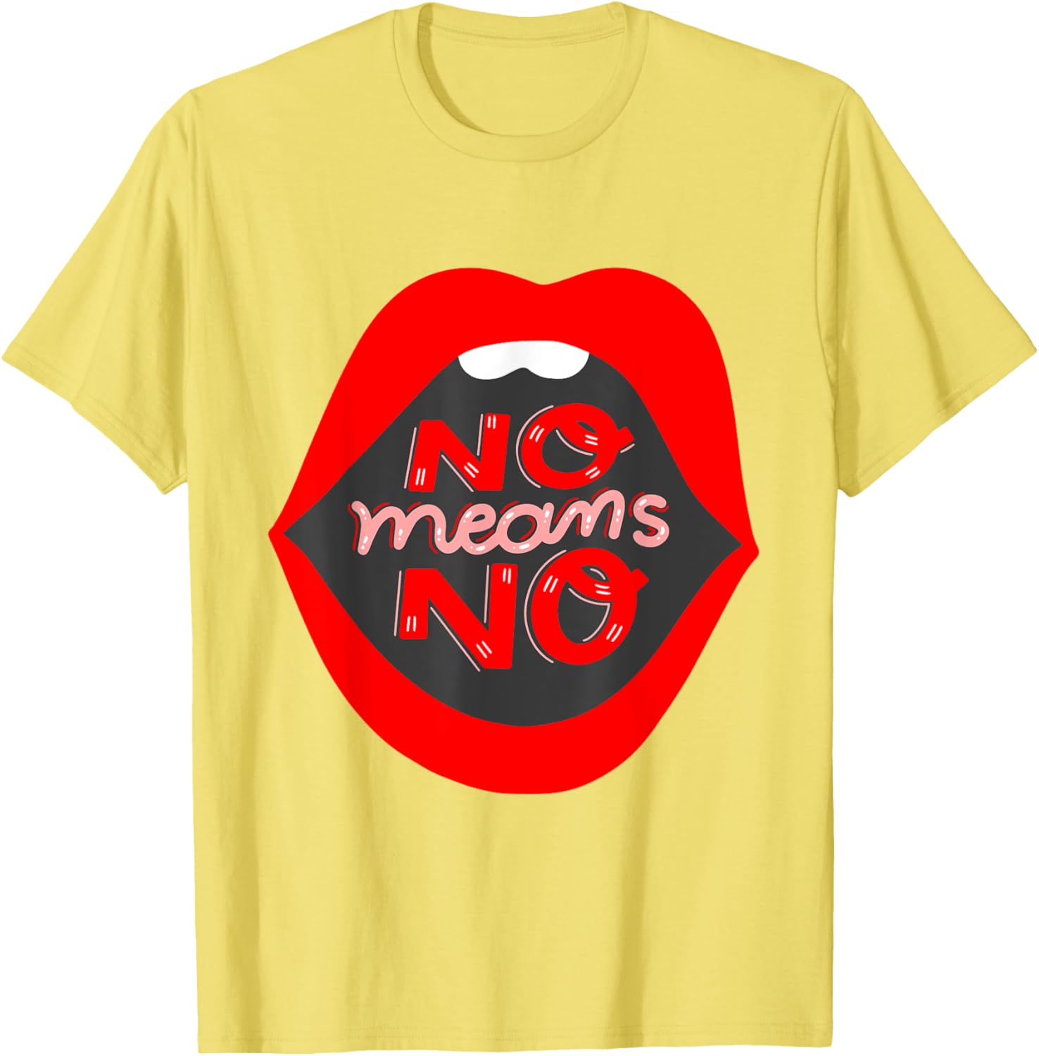 Retro Feminist No Means No Consent Pop Art Lips T-Shirt for Awareness - 29