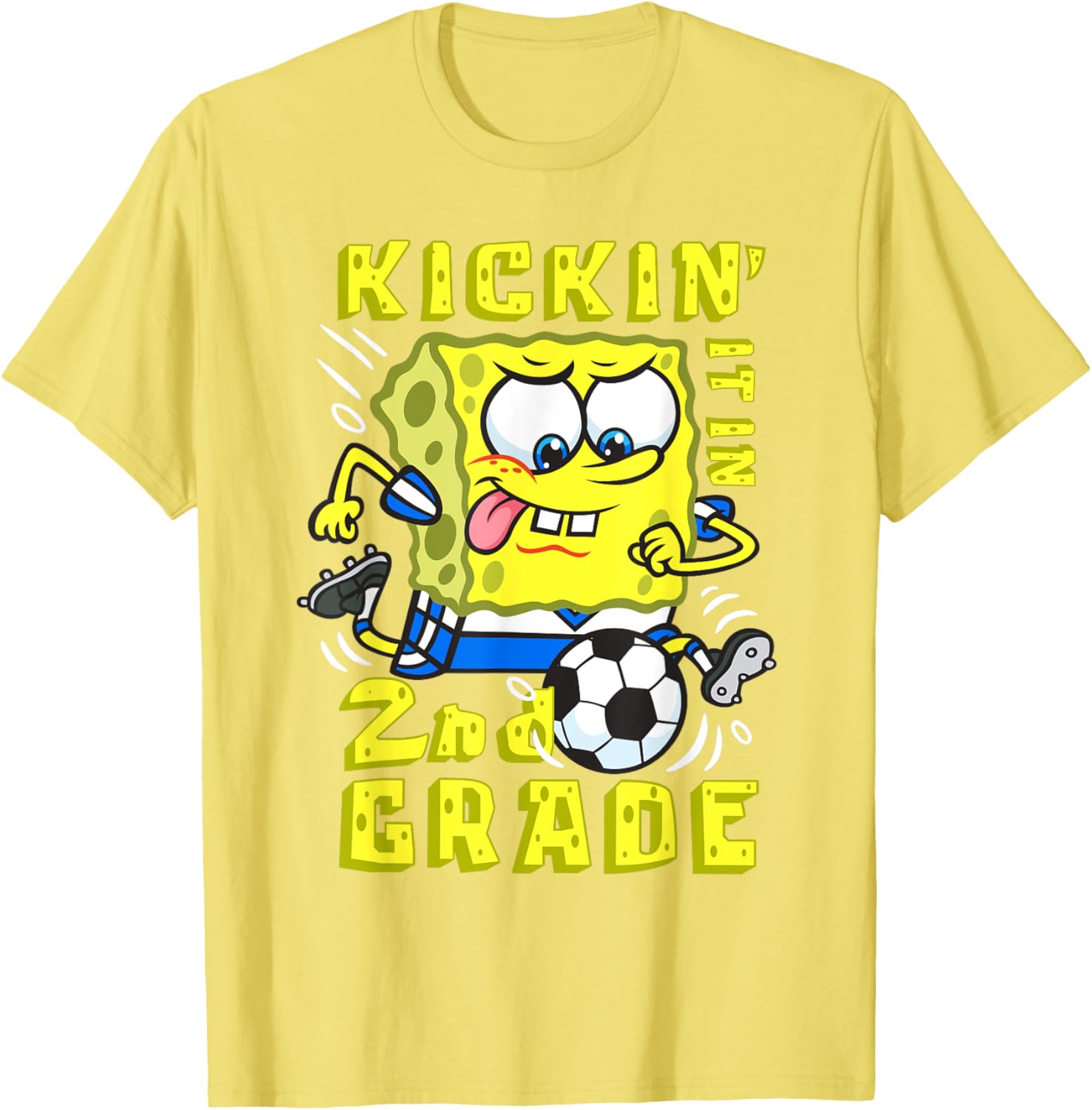 SpongeBob SquarePants Kickin It In 2nd Grade Soccer T-Shirt Gift for Kids - 6