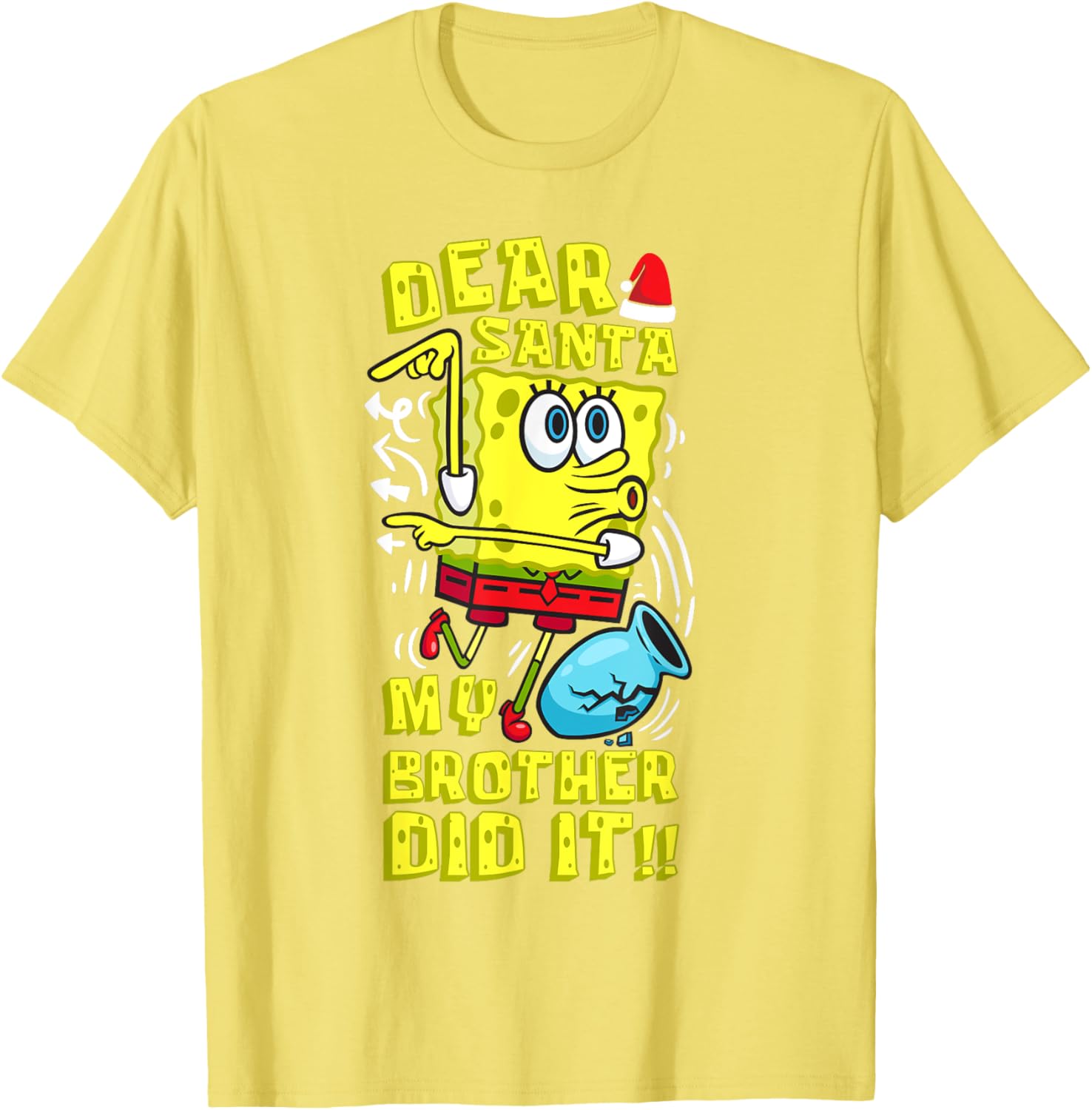 SpongeBob Christmas Dear Santa T-Shirt for Siblings Fun Humor - 2