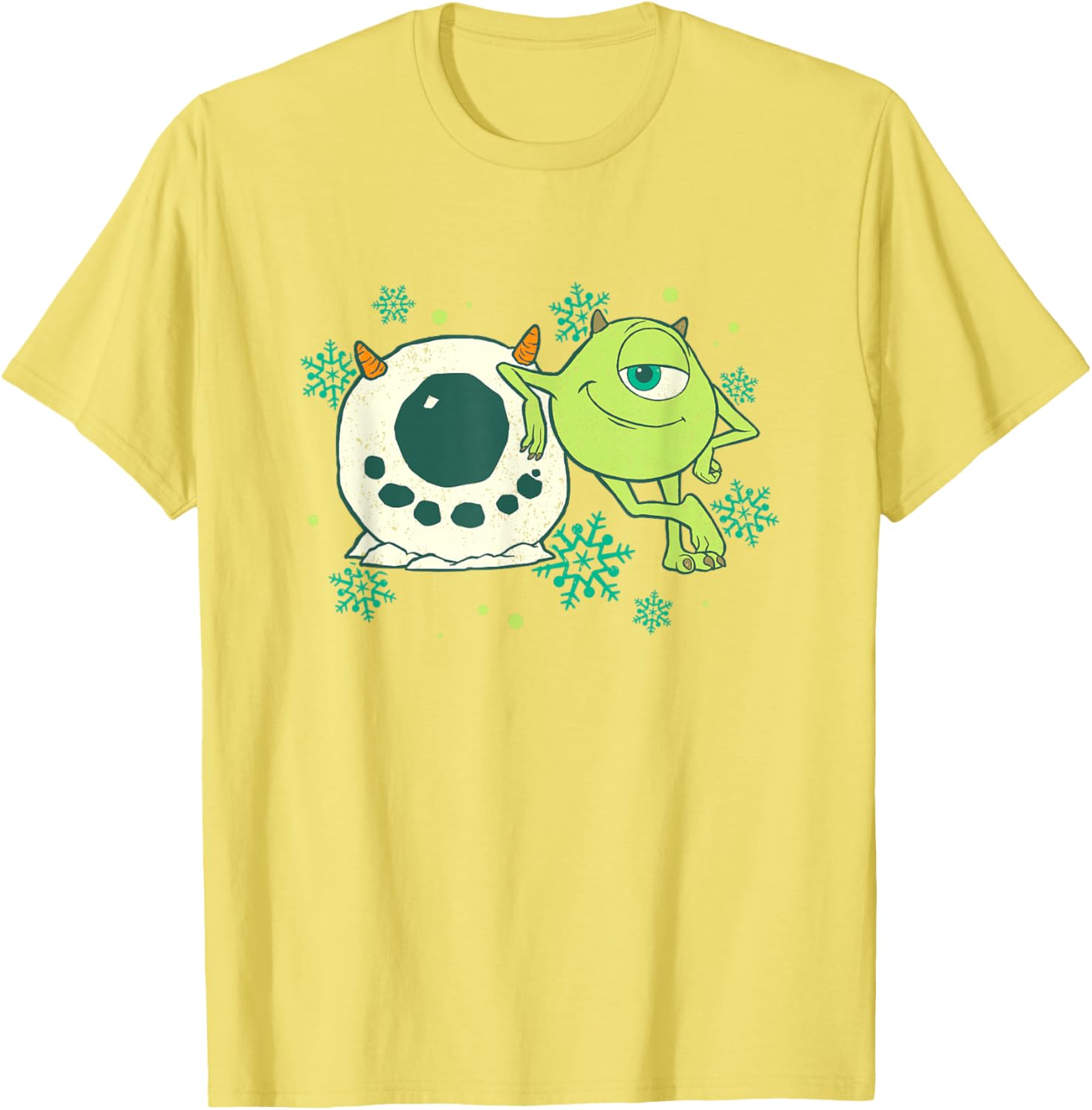 Disney Pixar Monsters Inc Mike Snowman Logo T-Shirt for Christmas Fun - 6
