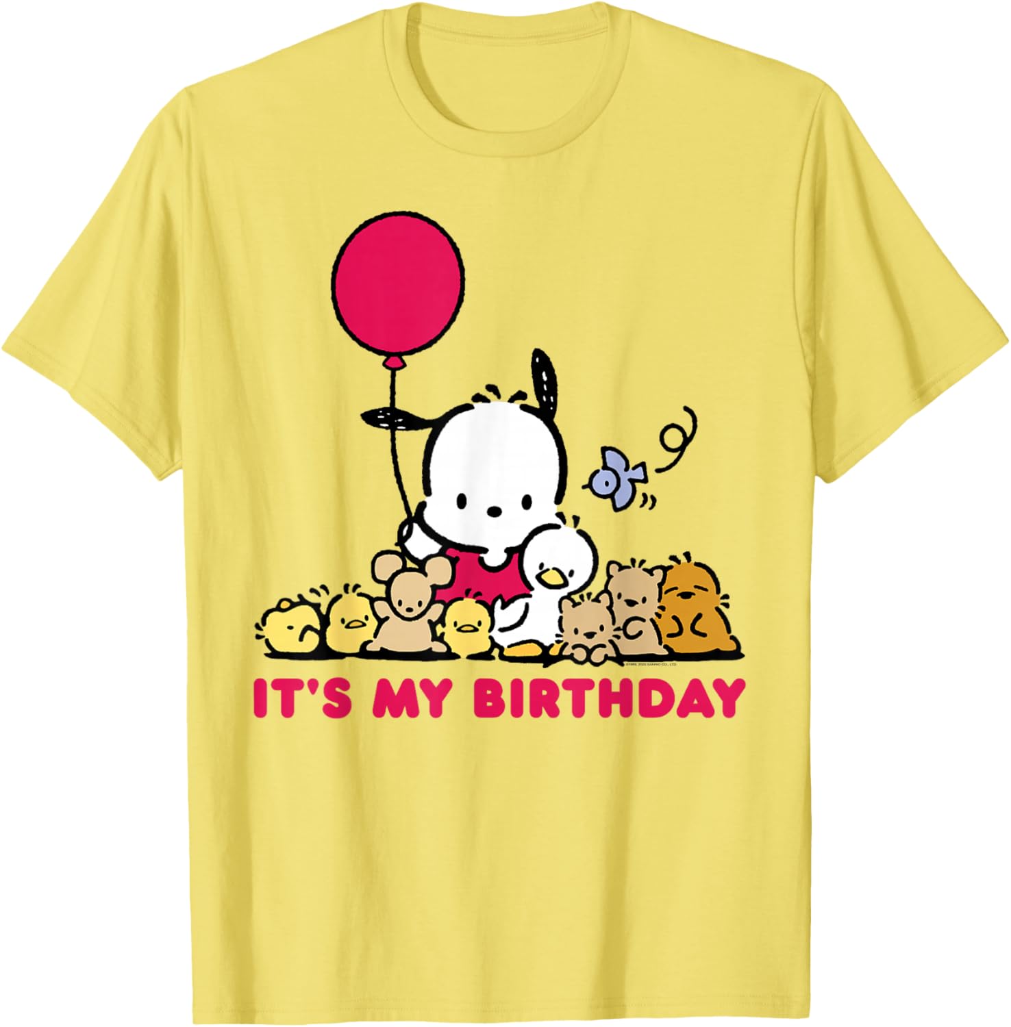 Pochacco Birthday T-Shirt for Adults, Grey Short Sleeve Classic Fit - 8