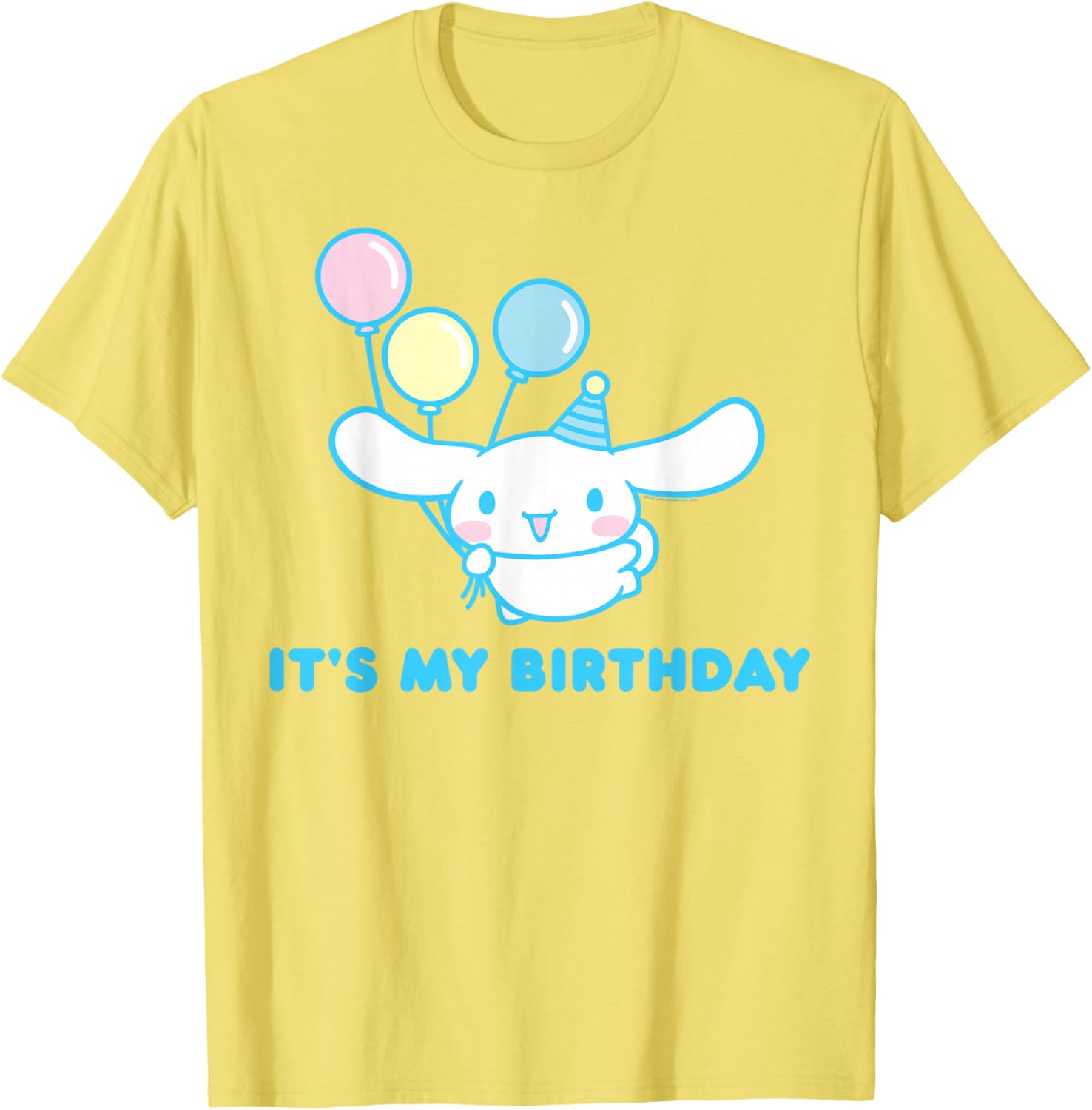 Sanrio Cinnamoroll Birthday T-Shirt for Adults - Blue Crew Neck Short Sleeve - 10