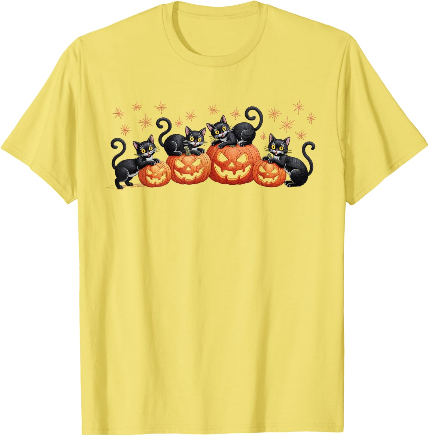 Black Cats on Pumpkins Halloween Party T-Shirt for Festive Fun - 3