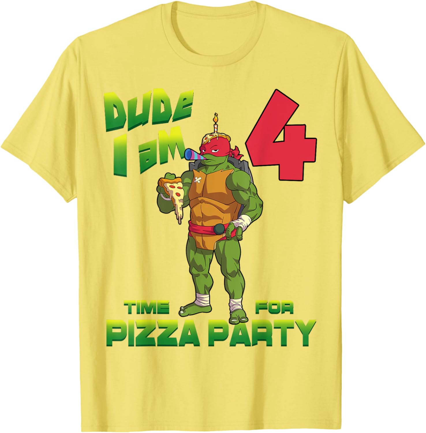 TMNT Raph Pizza Birthday Party T-Shirt for 4 Year Olds - Fun Kid's Clothing - 19