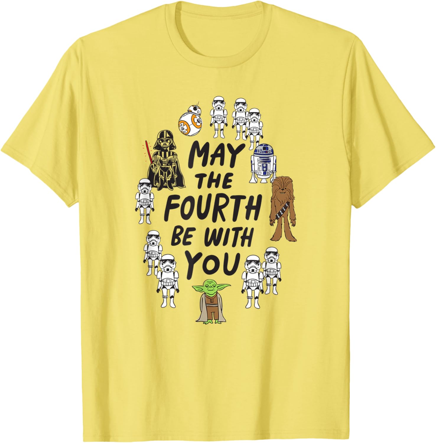 Star Wars Boys May the Fourth Doodle Characters T-Shirt in White Small - 4