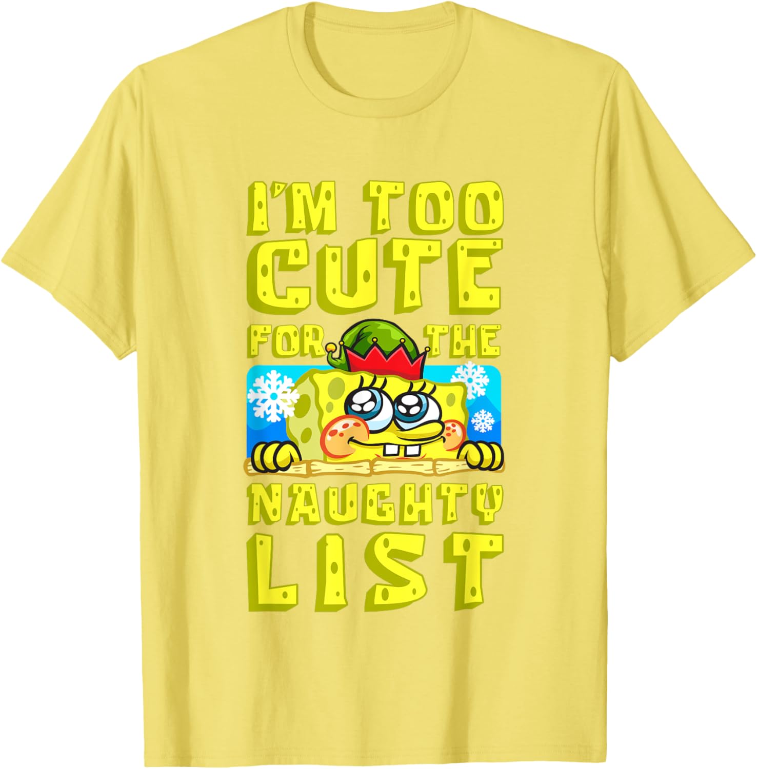 SpongeBob Christmas I'm Too Cute for the Naughty List T-Shirt Gift - 8